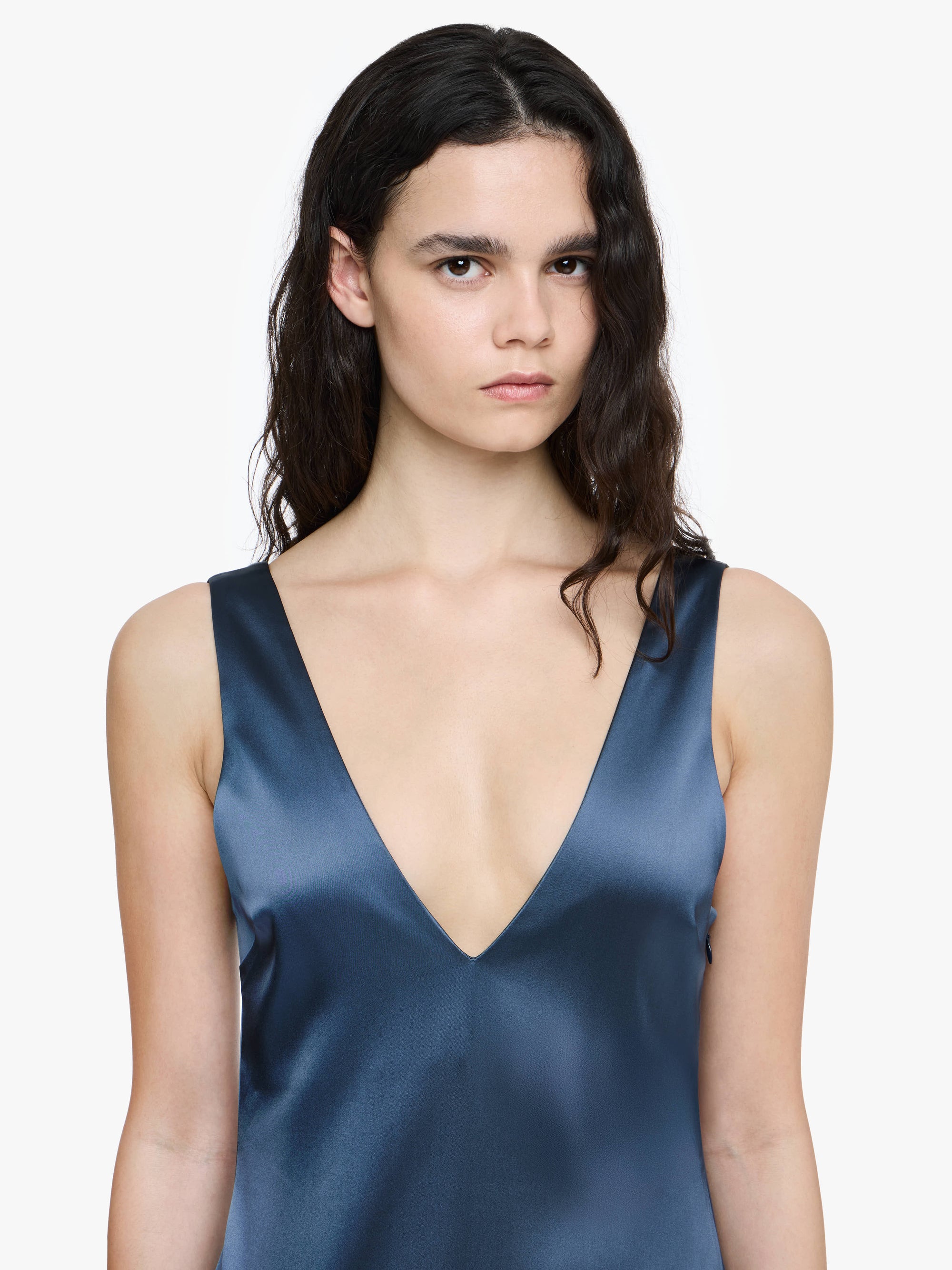 V-NECK DRAPED MINI DRESS