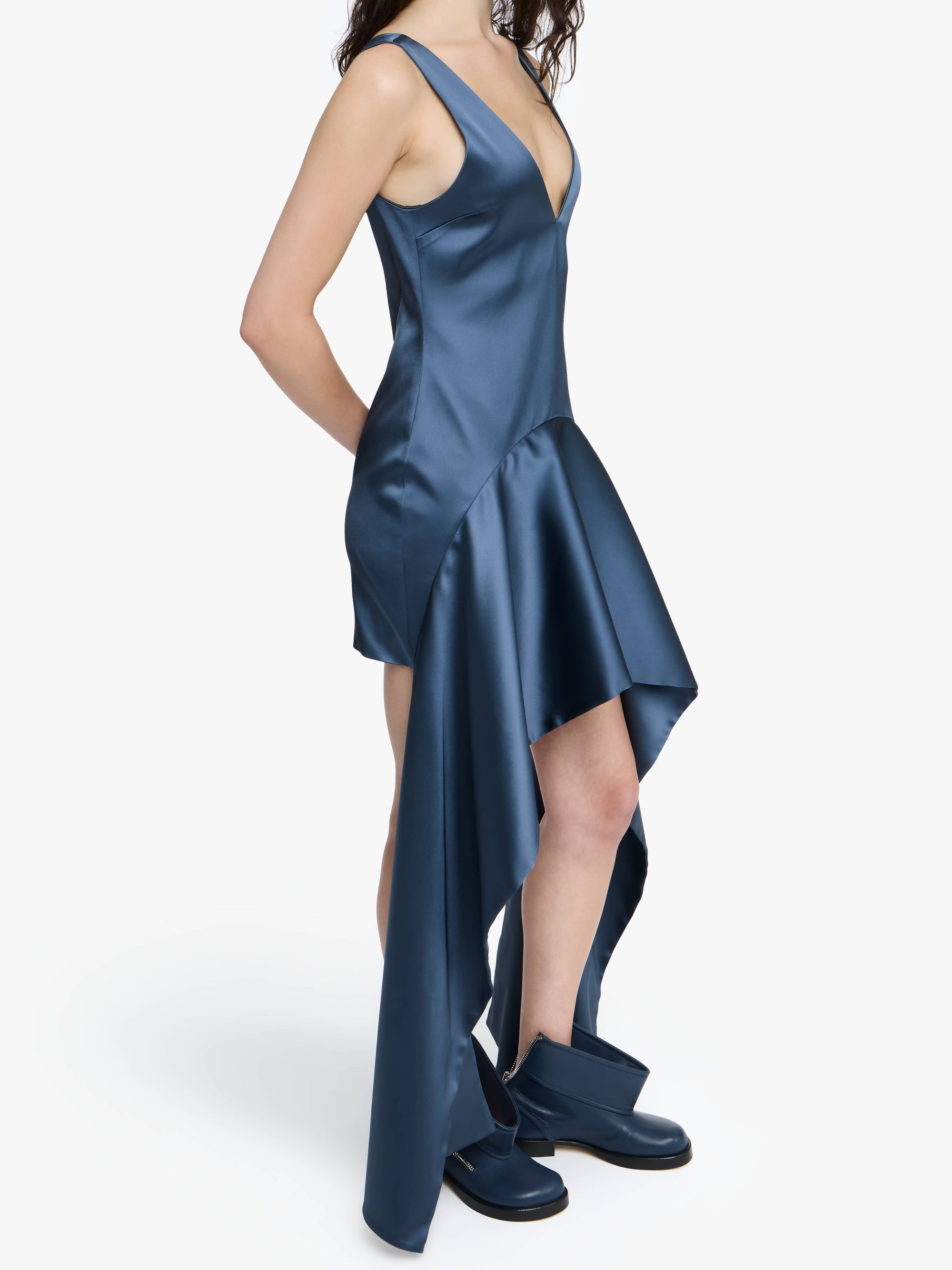 V-NECK DRAPED MINI DRESS