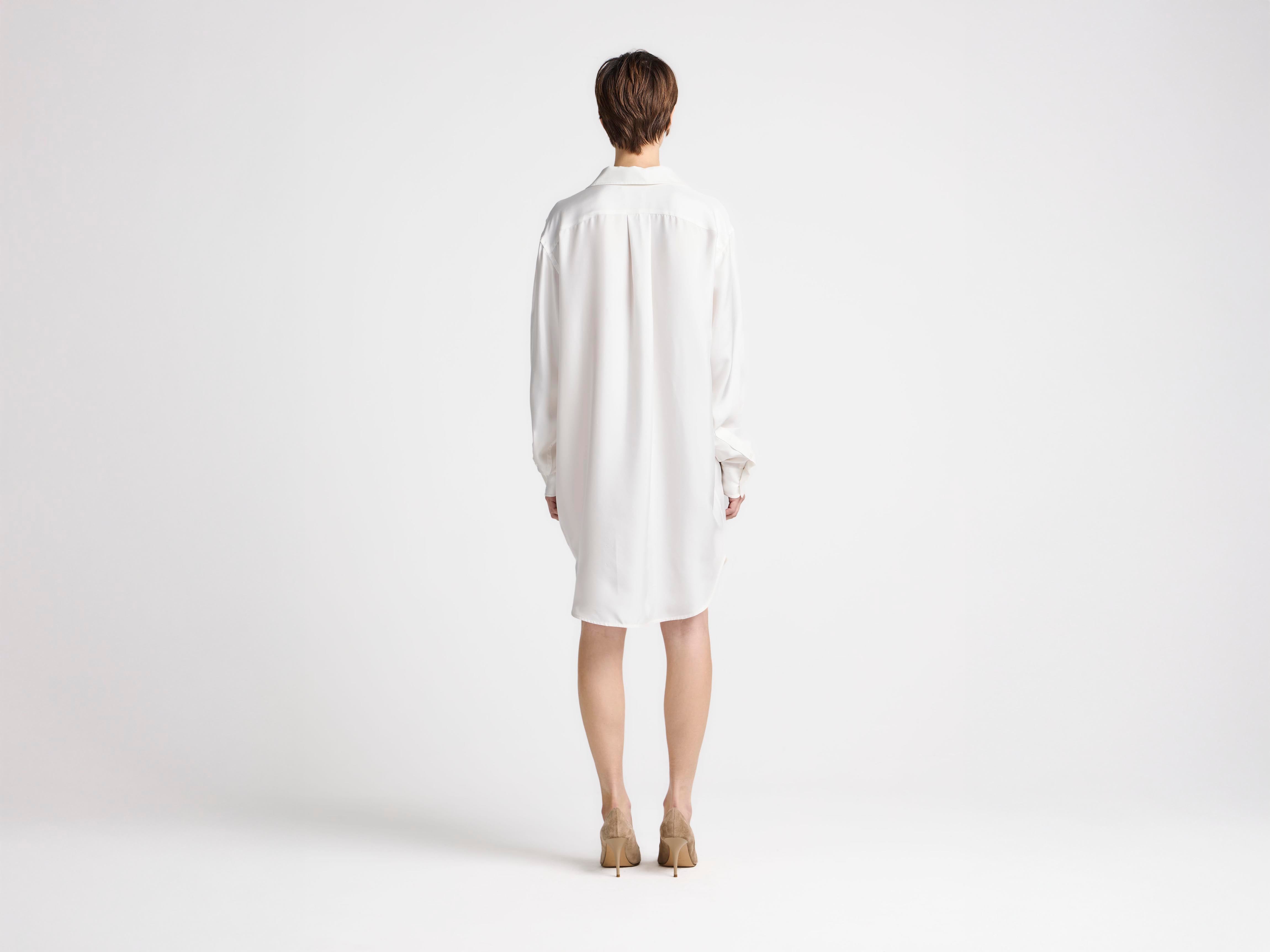 long sleeve tuxedo dress white Rag & Bone Femi Long Sleeve Virgin Wool Blend Tuxedo Dress In White - 70% Off