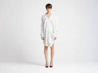 WOMENS TUXEDO DRAPE SILK DRESS IN OFF-WHITE