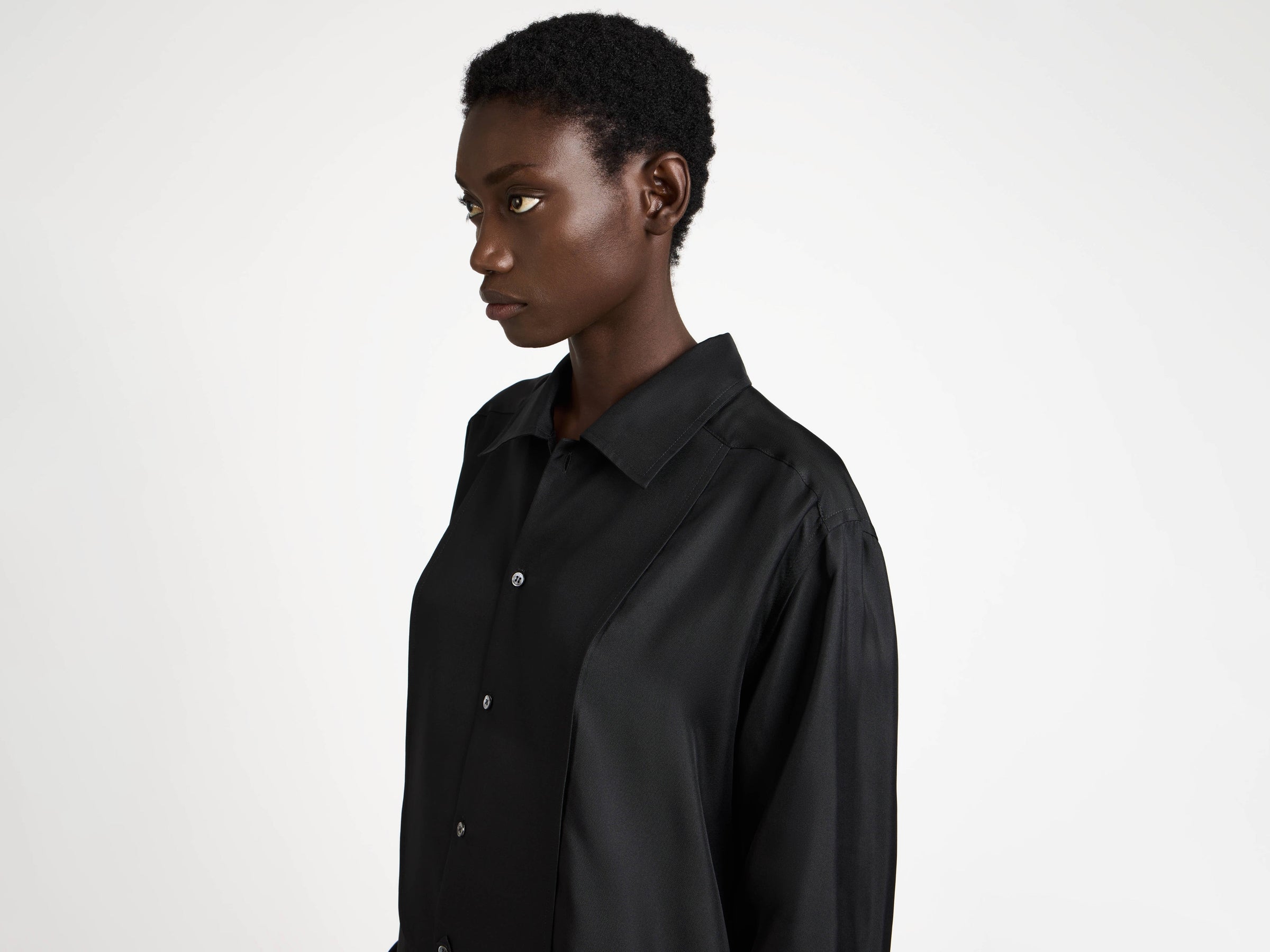 tuxedo drape dress black Model Detail 2