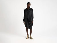 tuxedo drape dress black Model Front 1