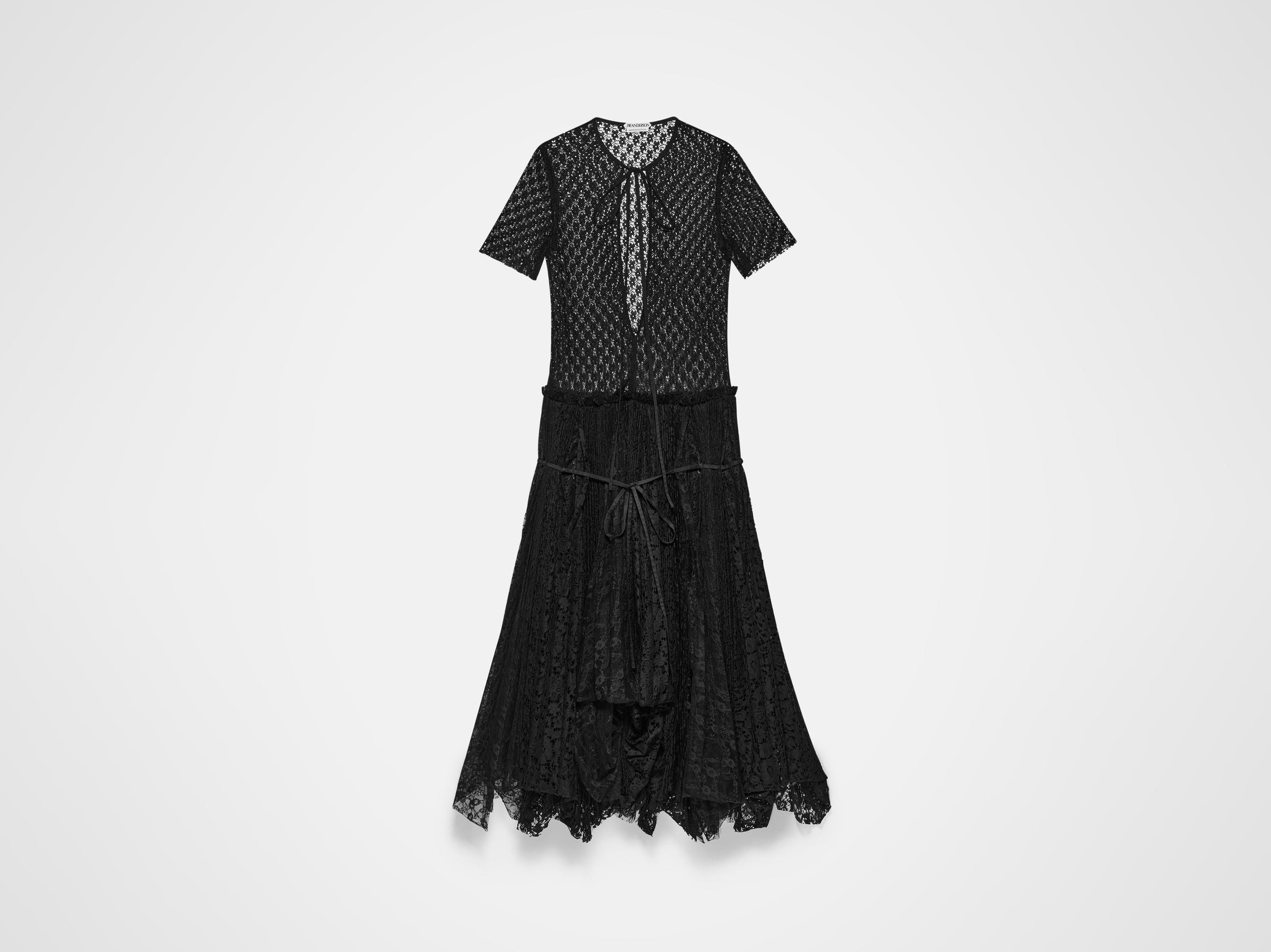 WOMENS MIXED LACE LONGLINE DRESS IN BLACK in BLACK DR0518PG191299906 | JW Anderson EG WOMENS MIXED LACE LONGLINE DRESS IN BLACK in BLACK DR0518PG191299906 | JW Anderson EG