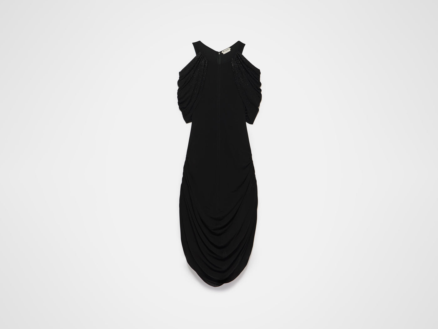 WOMENS BEADED SLEEVE MIDI DRESS IN BLACK