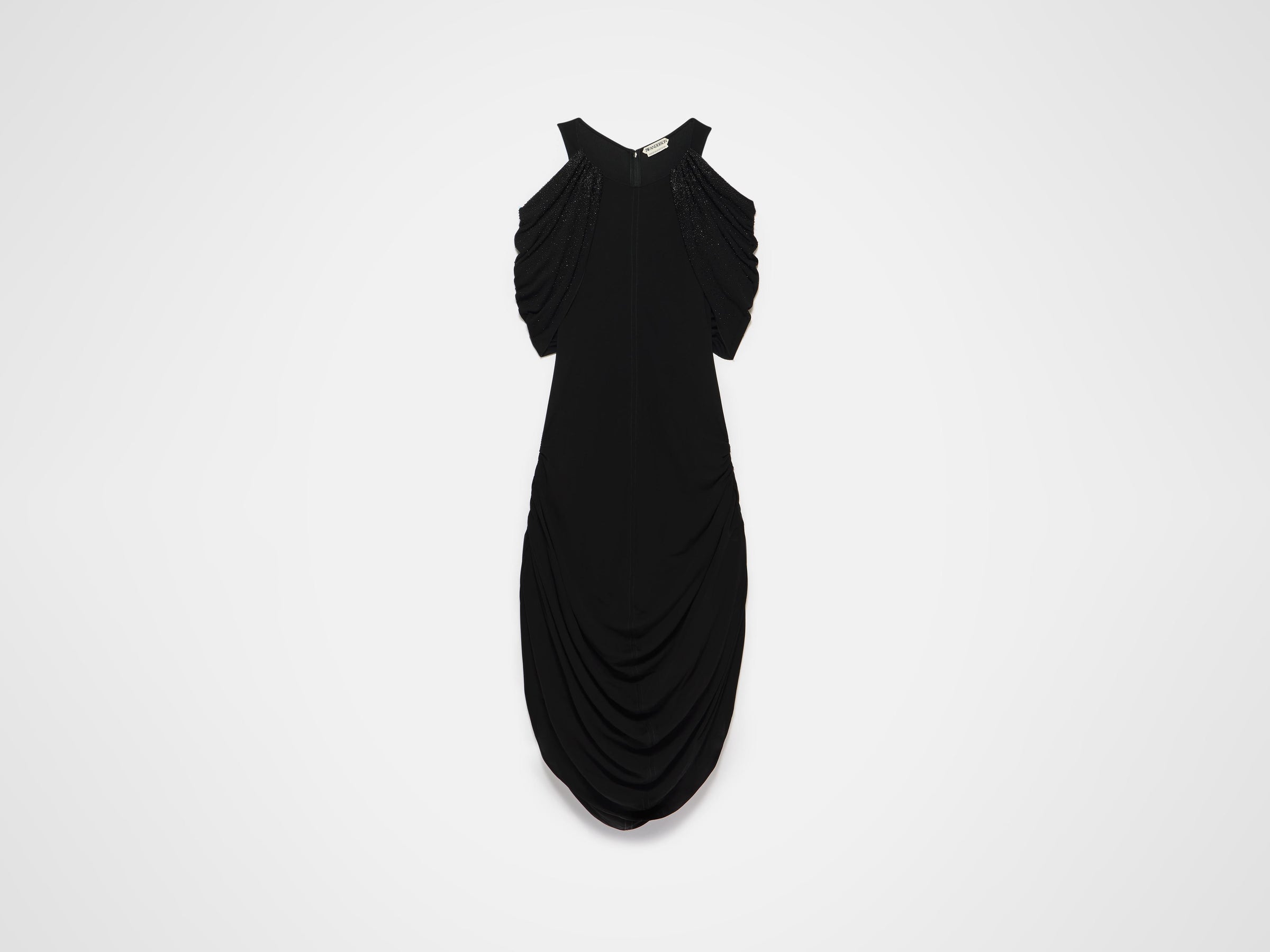 WOMENS BEADED SLEEVE MIDI DRESS IN BLACK