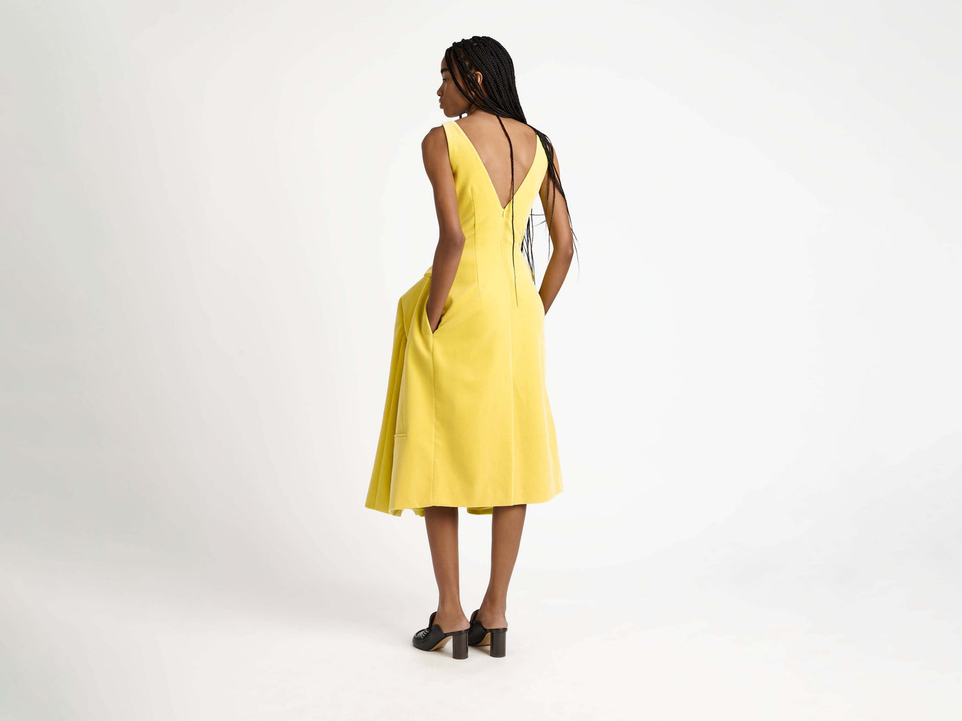 structured dress soft lemon Model Back 6