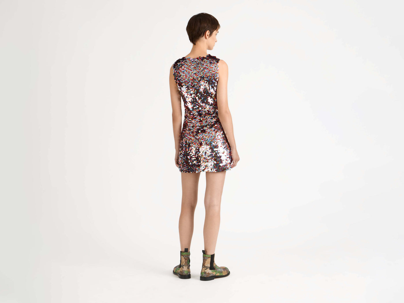 embellished mini dress multi Model Back 3