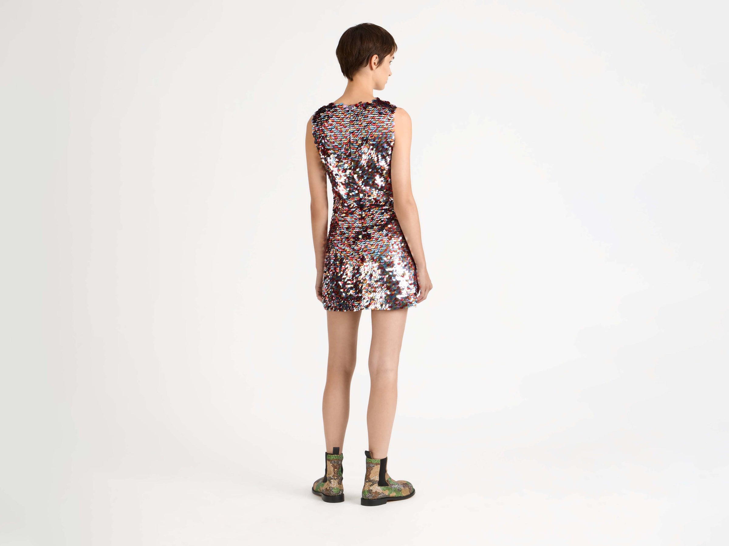 embellished mini dress multi Model Back 3