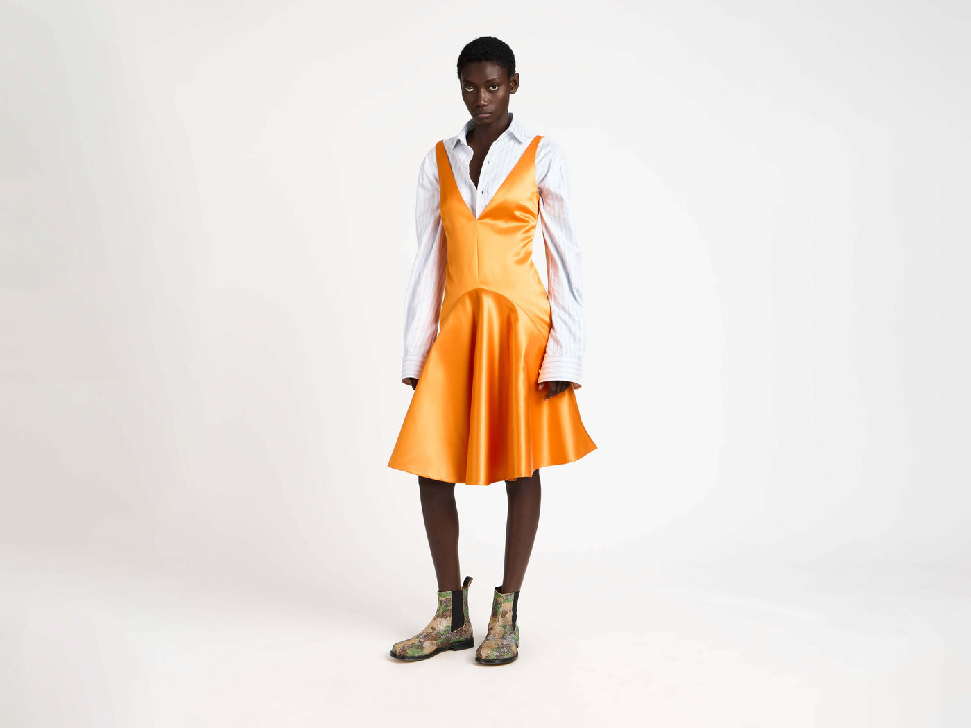 draped skirt dress satsuma Model Front 2