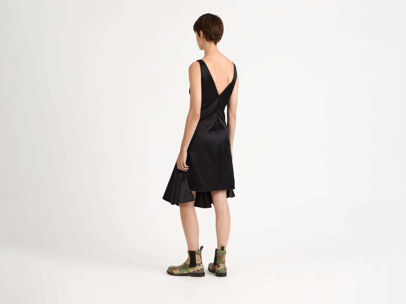 draped skirt dress black Model Front 4