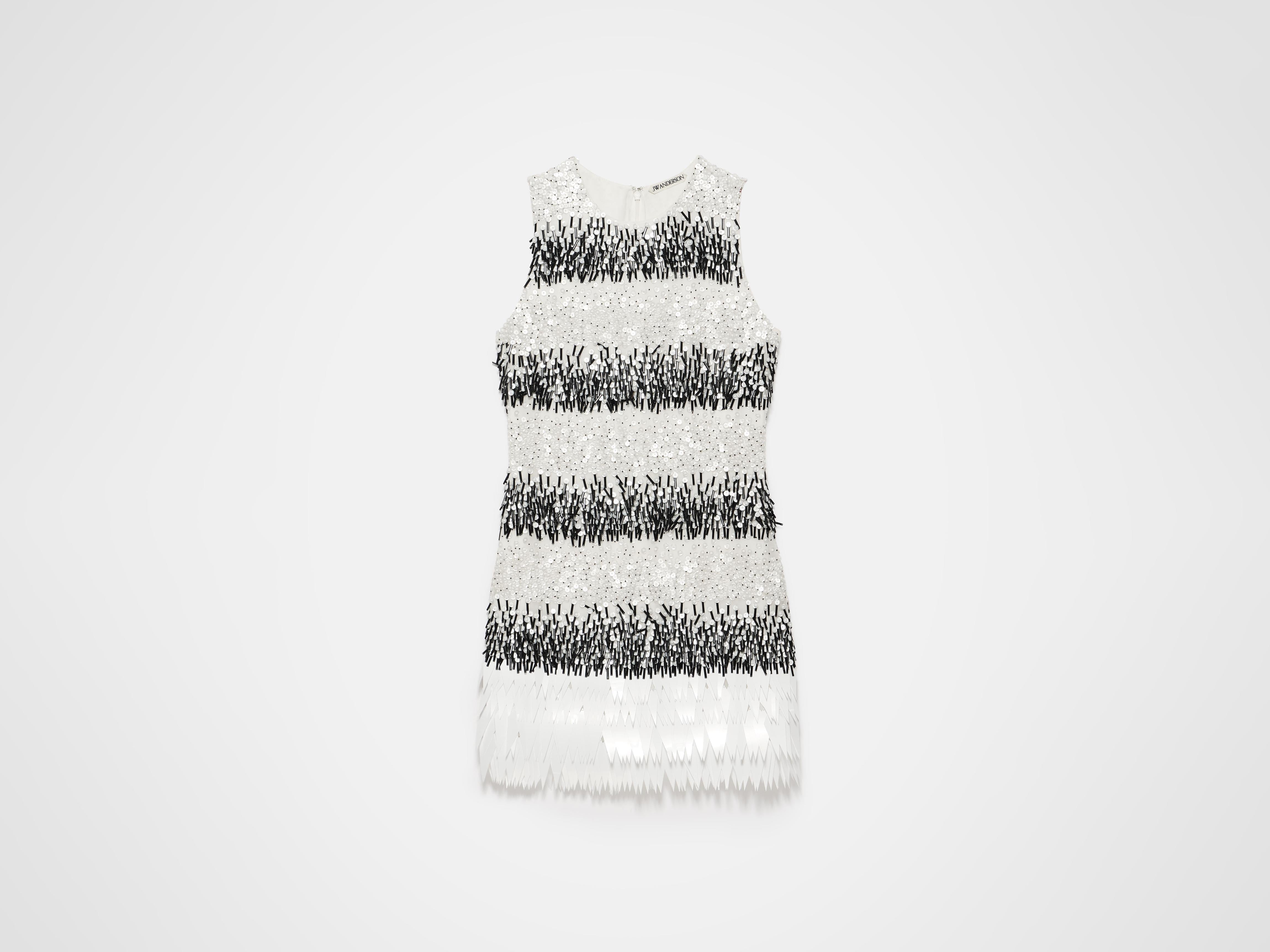 WOMENS EMBELLISHED MINI SHIFT DRESS IN MONOCHROME in BLACK/OFF WHITE  DR0527PG191590206