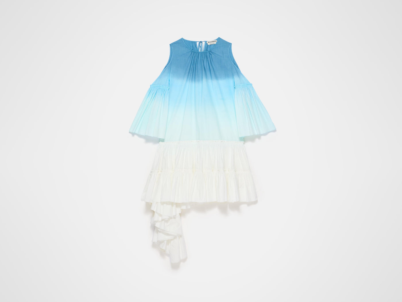 dip dye ruffle dress white blue Product Front 5