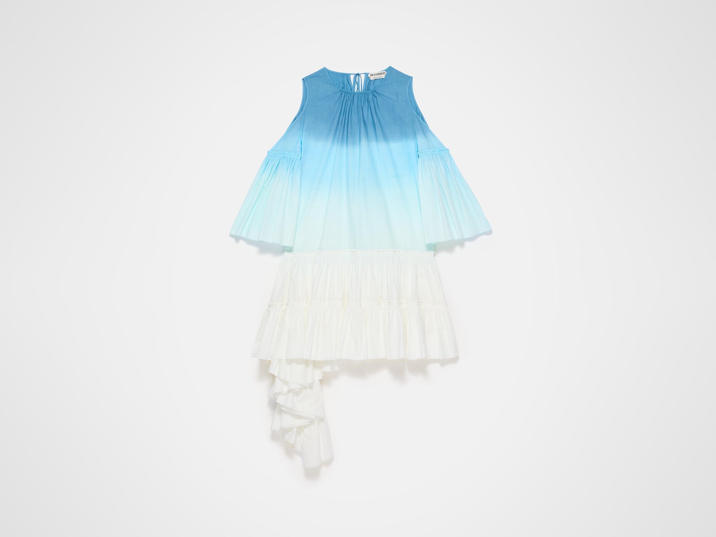 dip dye ruffle dress white blue Product Front 5