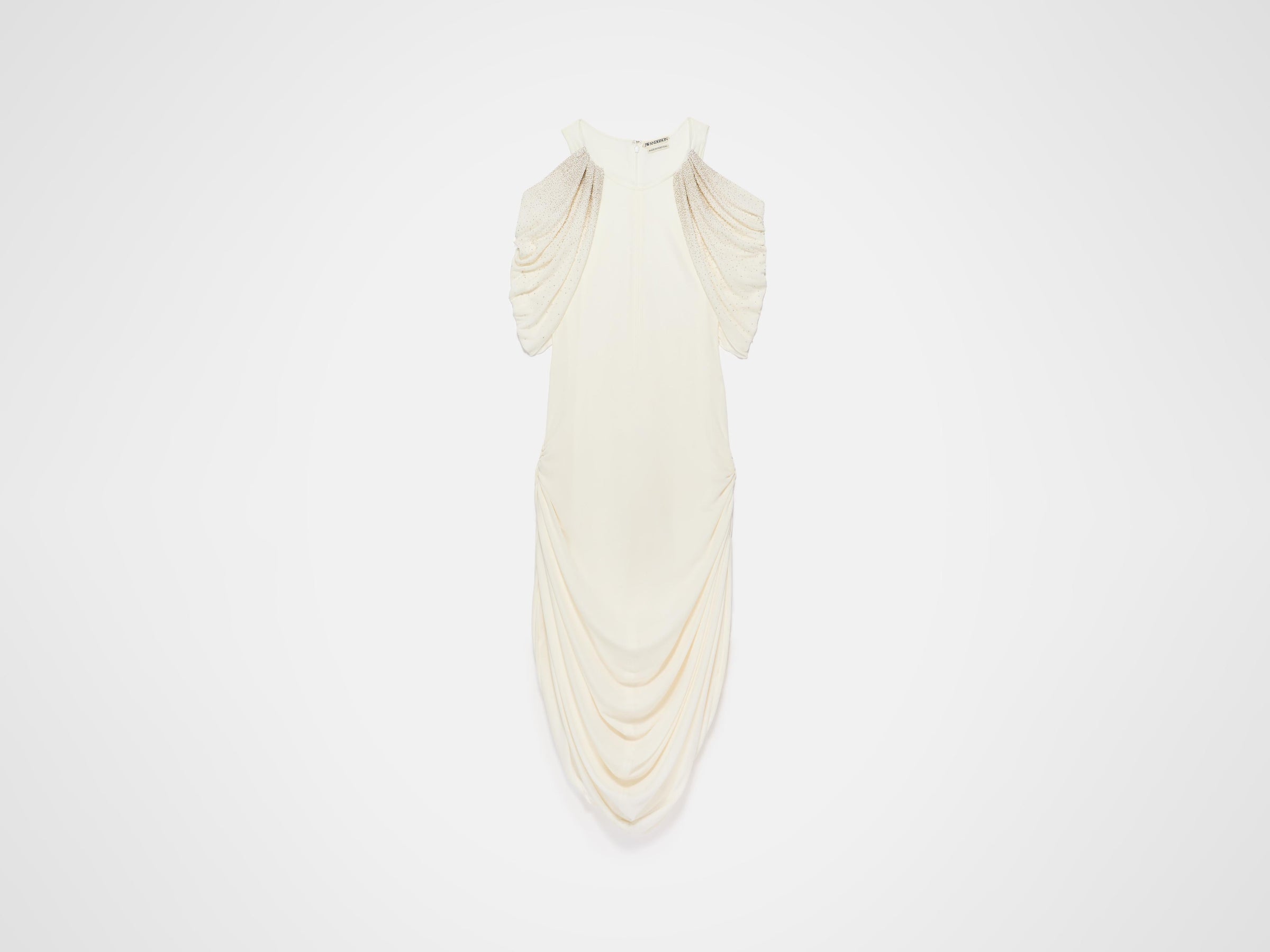 beaded sleeve dress ivory Product Front 7