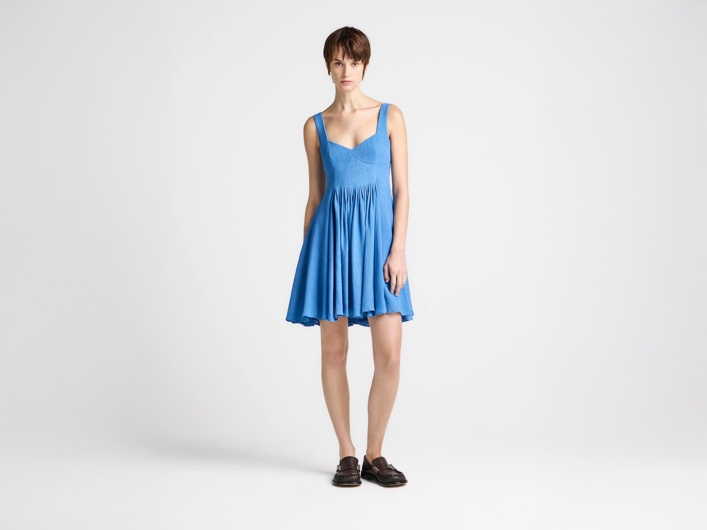 WOMENS BABYDOLL DRESS IN CORNFLOWER BLUE