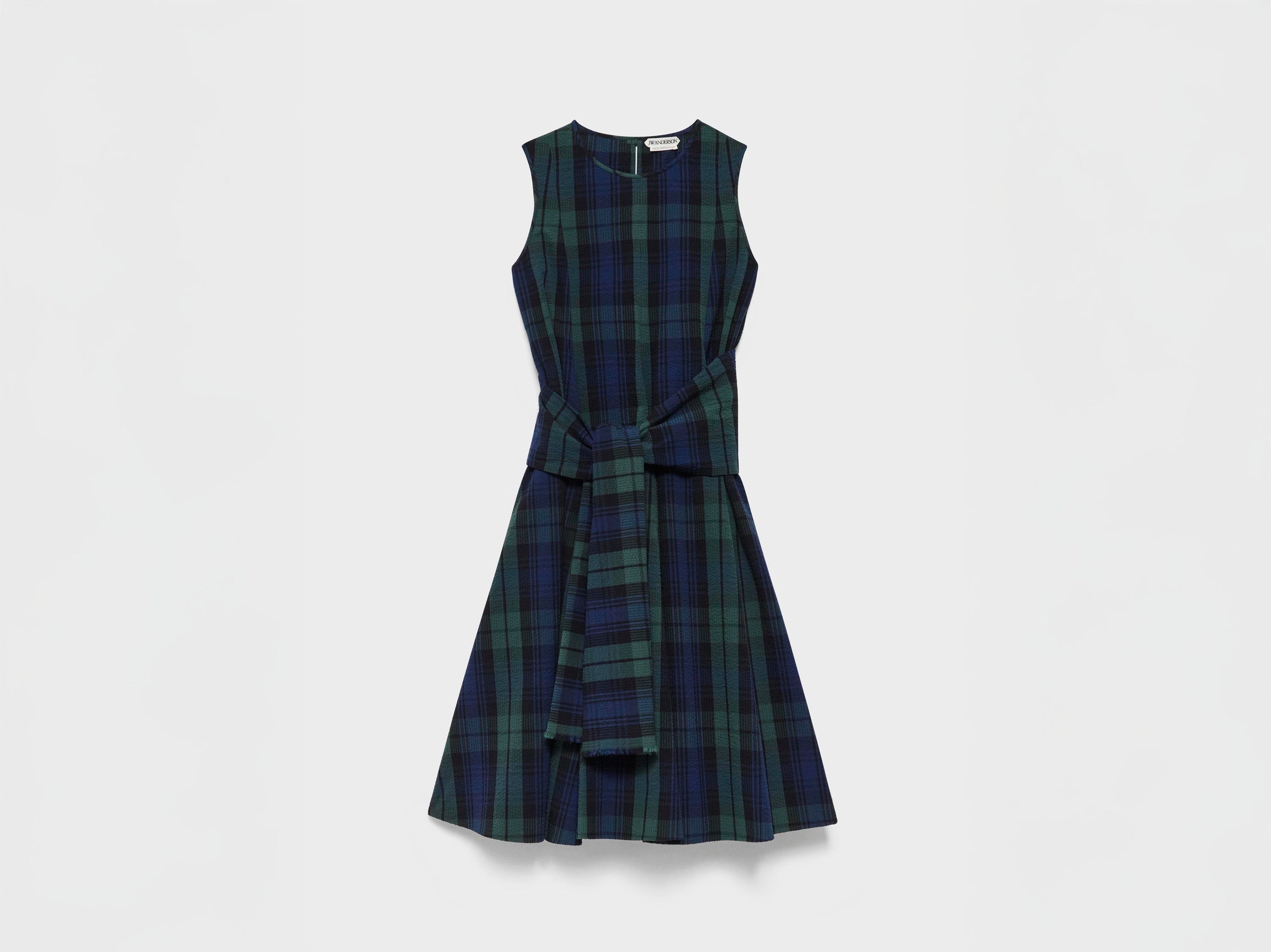 WOMENS CLOQUE DRESS IN NAVY & GREEN