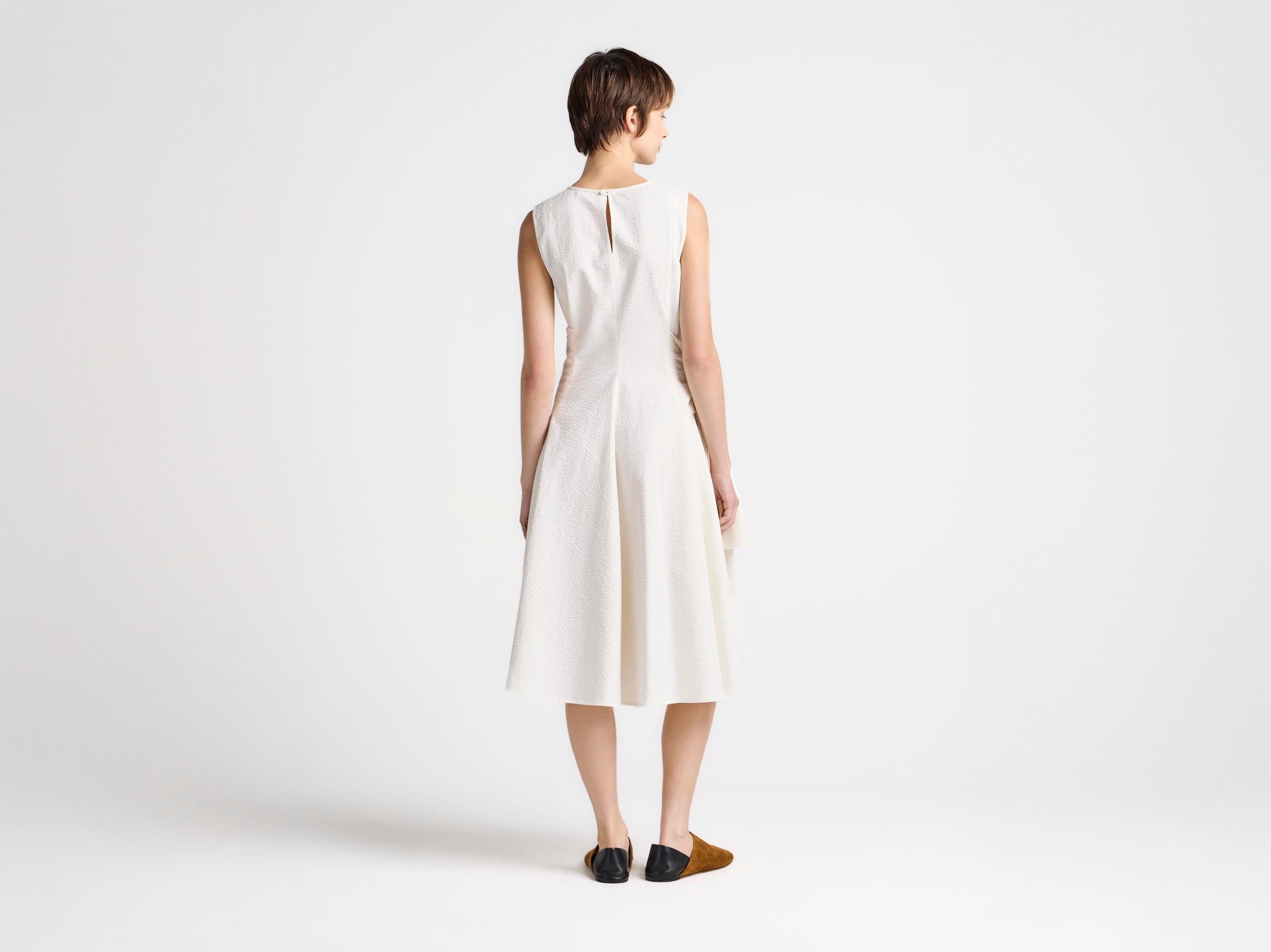 WOMENS CLOQUE DRESS IN IVORY