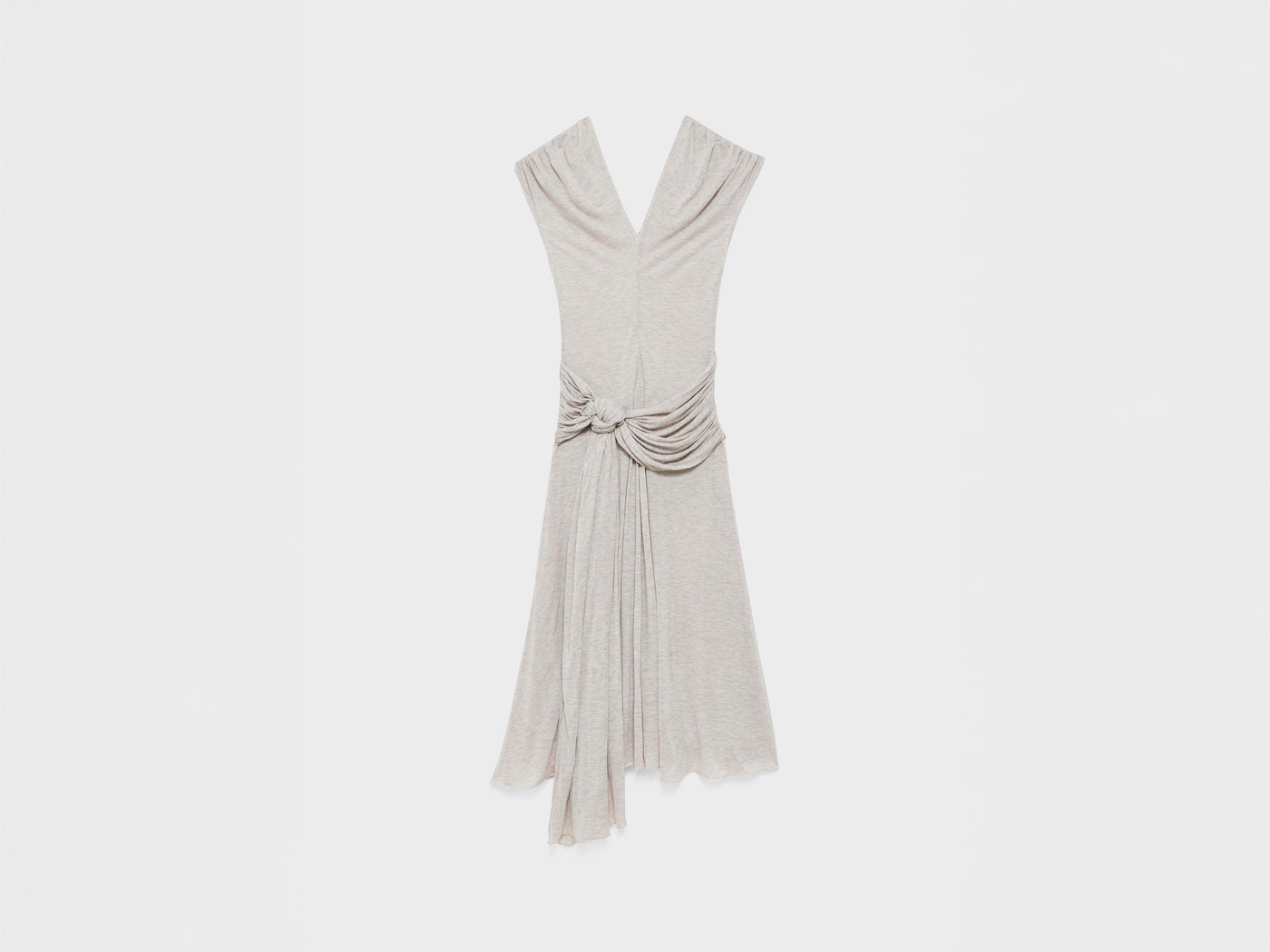 WOMENS KNOTTED WAIST LONGLINE DRESS IN OATMEAL MELANGE