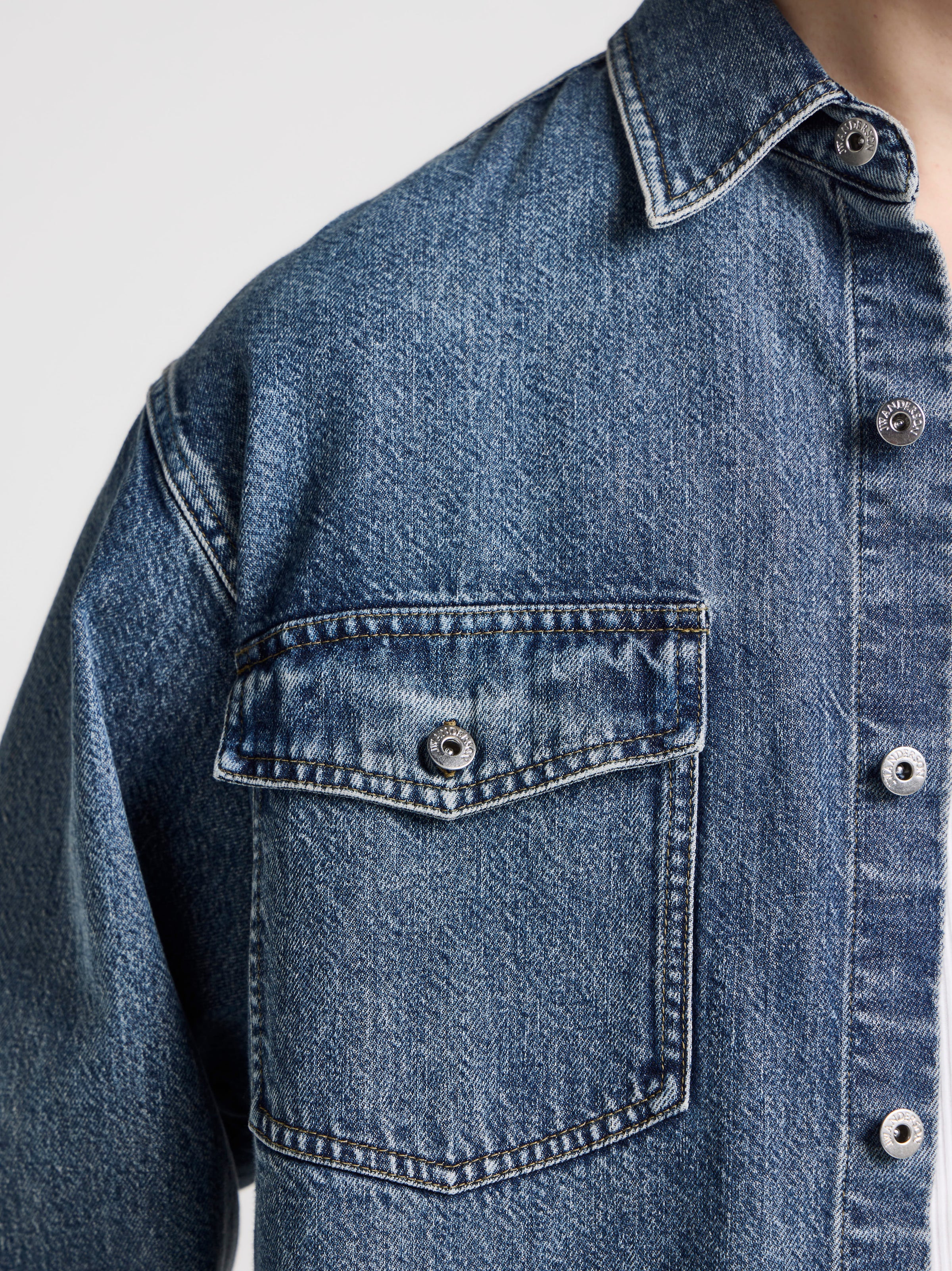 MENS OVERSIZED SHIRT IN MID BLUE