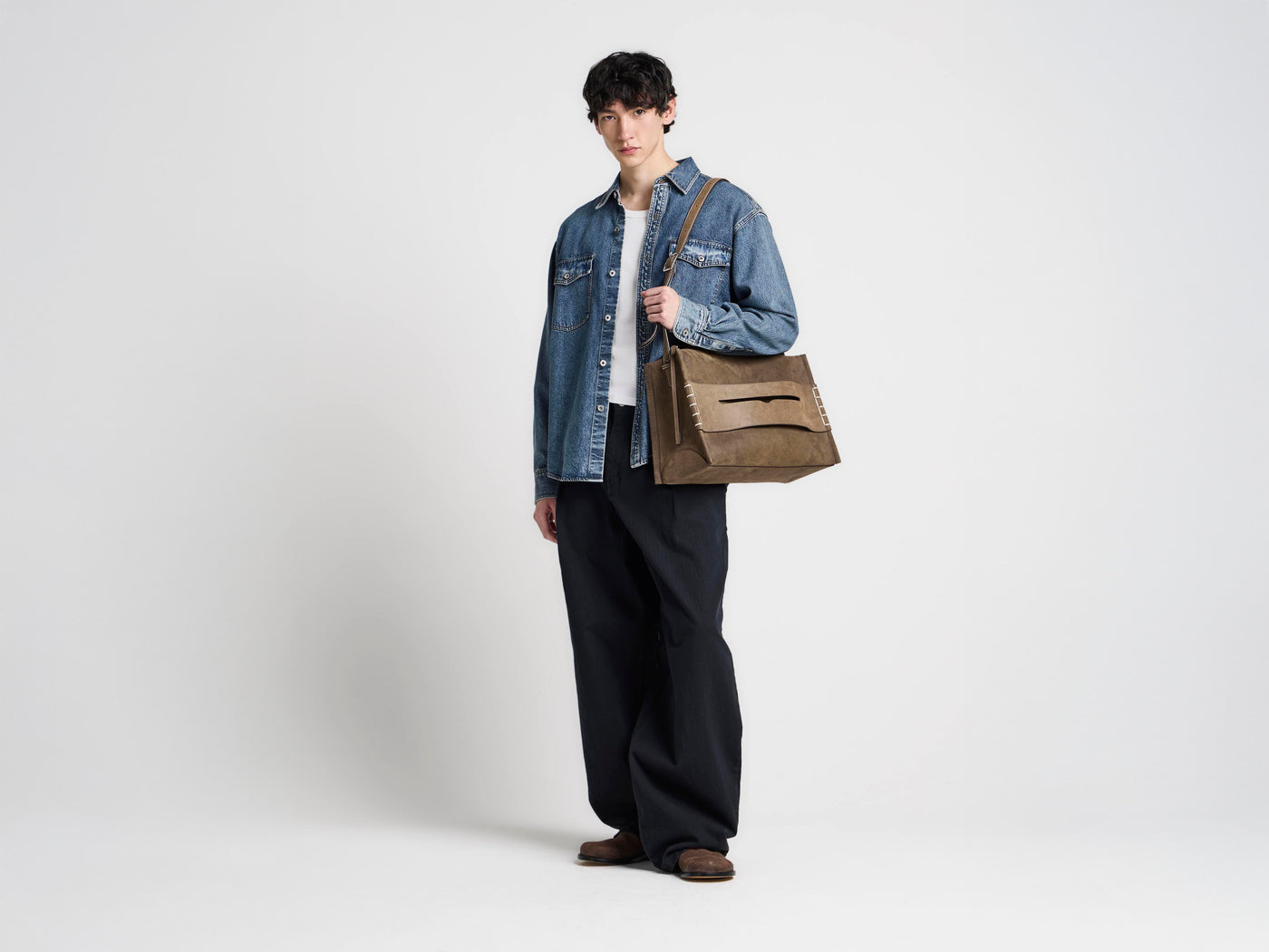 MENS OVERSIZED SHIRT IN MID BLUE