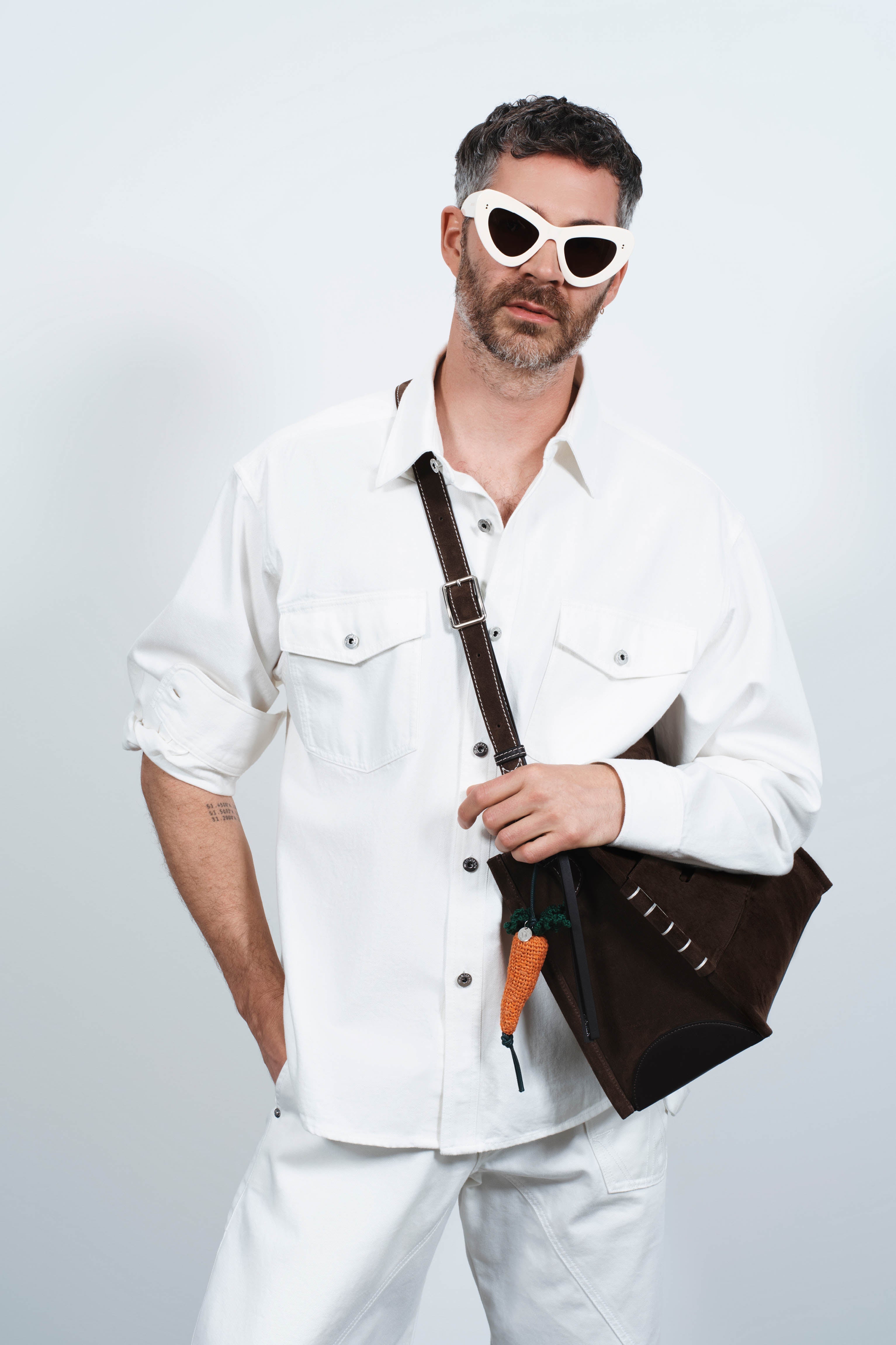 MENS OVERSIZED DENIM SHIRT IN WHITE in WHITE DS0011PG1856001XS
