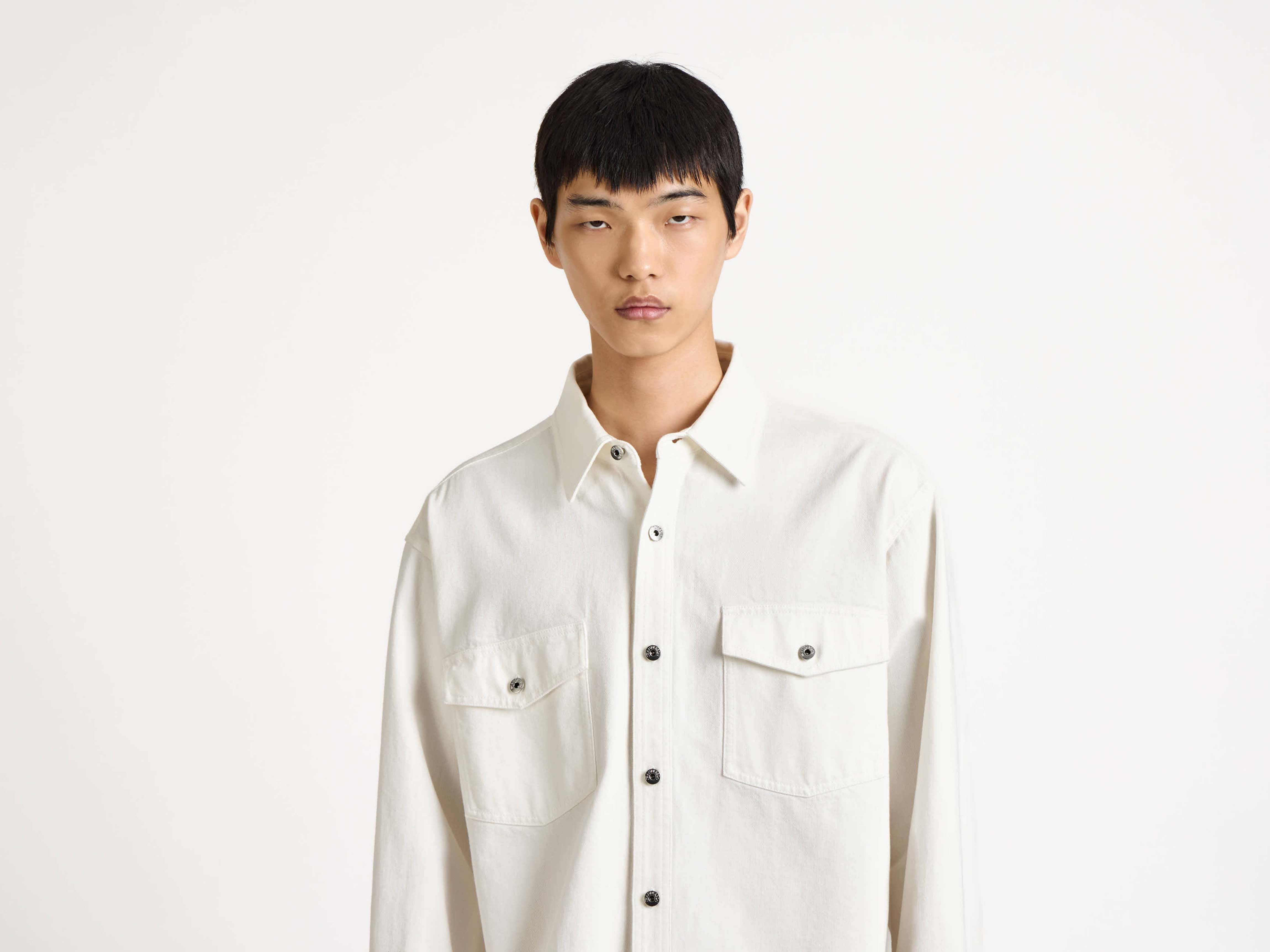 MENS OVERSIZED DENIM SHIRT IN WHITE in WHITE DS0011PG1856001XXS