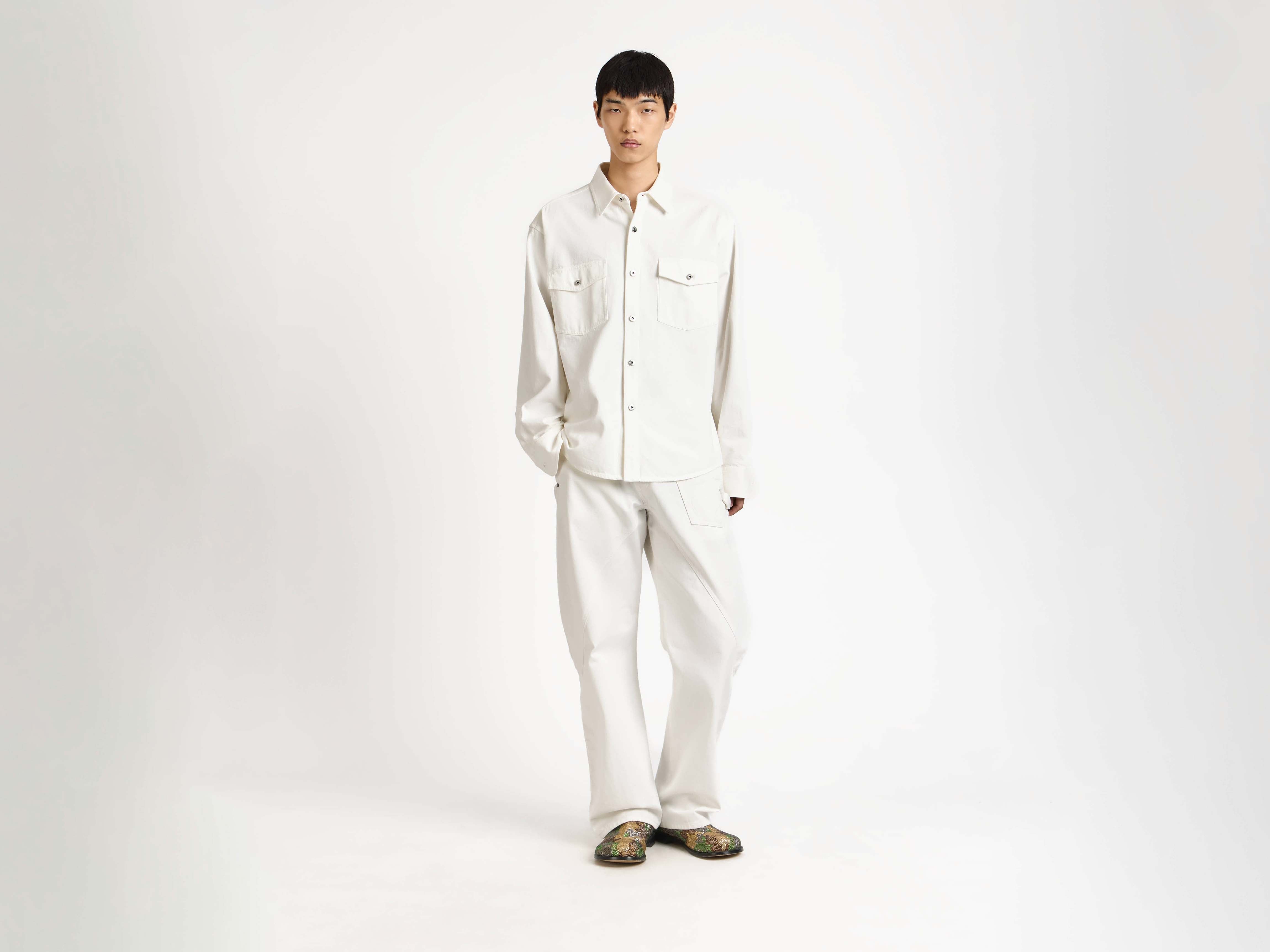MENS OVERSIZED DENIM SHIRT IN WHITE in WHITE DS0011PG1856001XXS