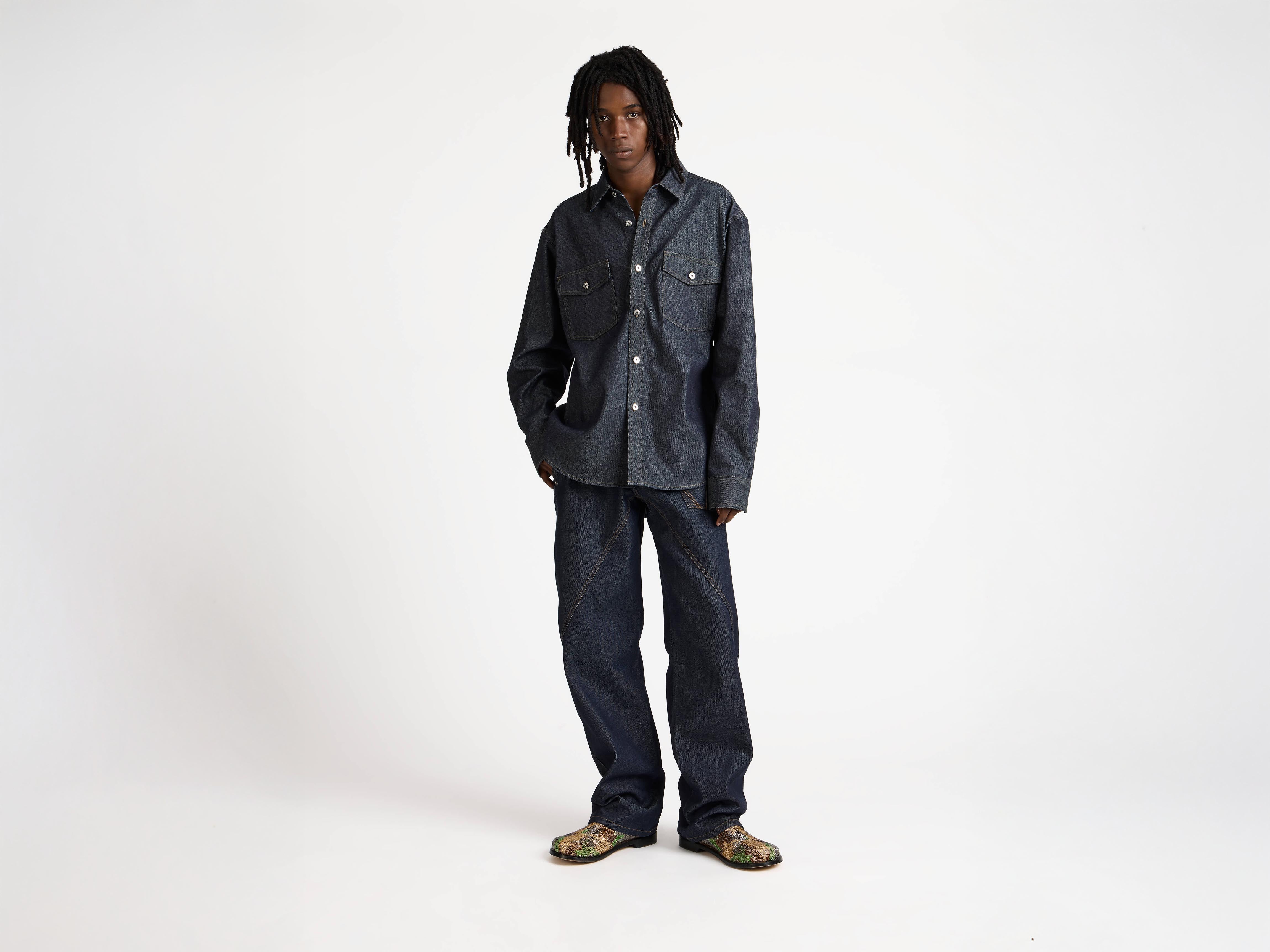 SD Denim Shirt Vintage Wash インディゴ XL MENS OVERSIZED DENIM SHIRT IN INDIGO in INDIGO DS0011PG1932870XS
