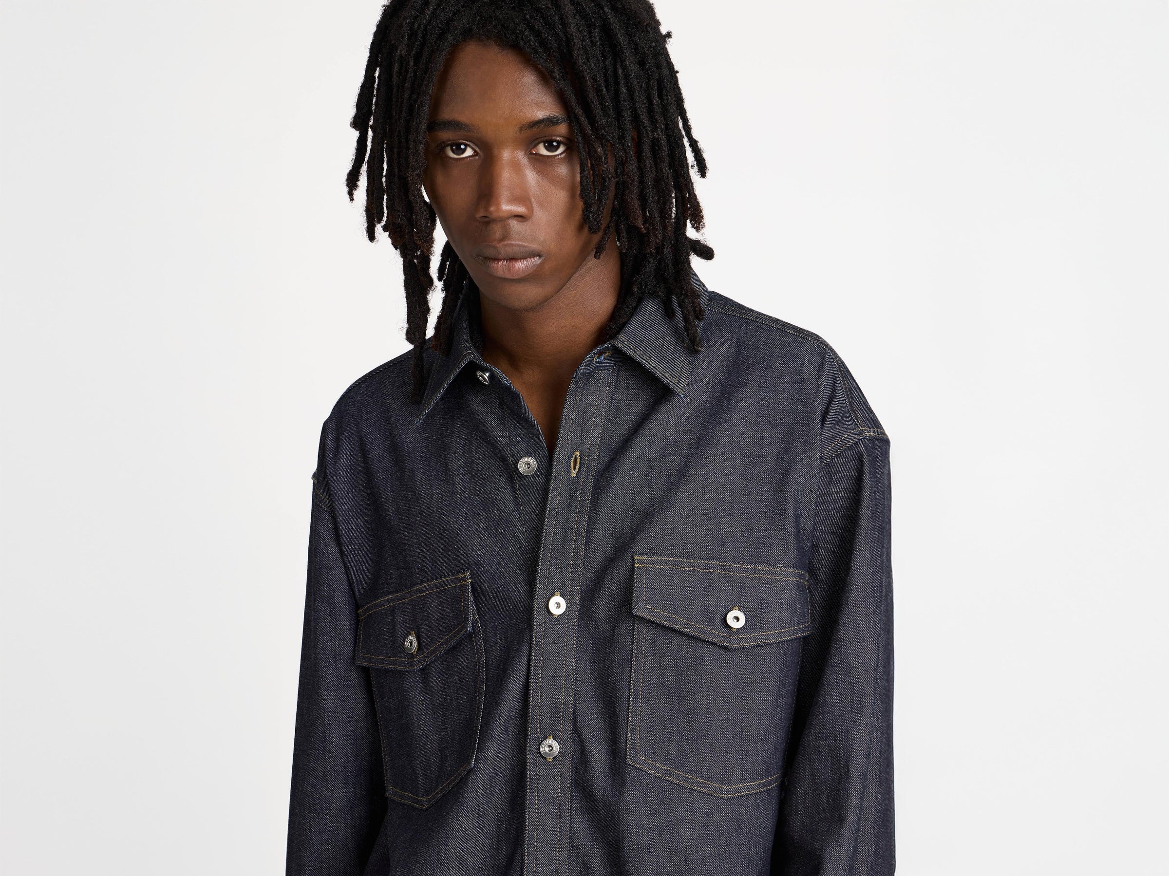 oversized shirt indigo Model Detail 5