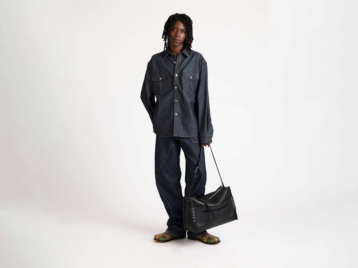 oversized shirt indigo Model Front 6