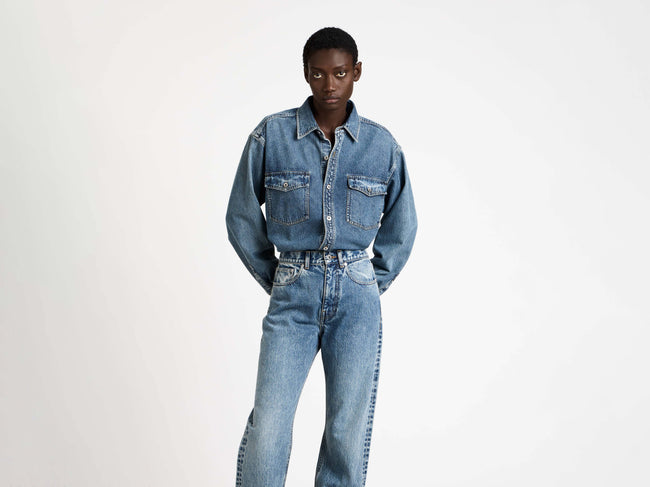 oversized shirt mid blue 1 Model Detail 1