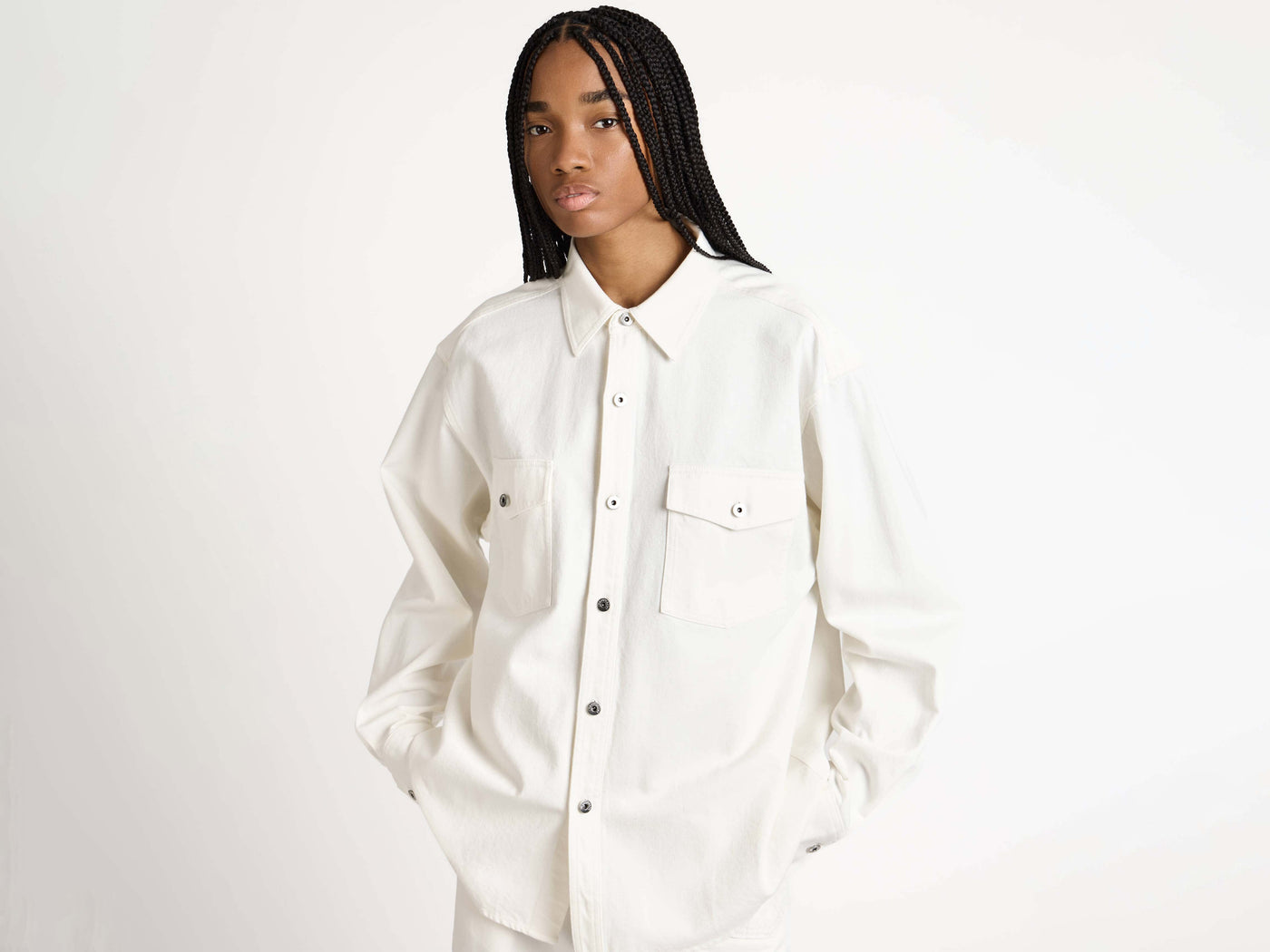 oversized shirt white 1 Model Detail 1