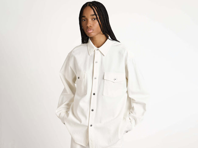 oversized shirt white 1 Model Detail 1