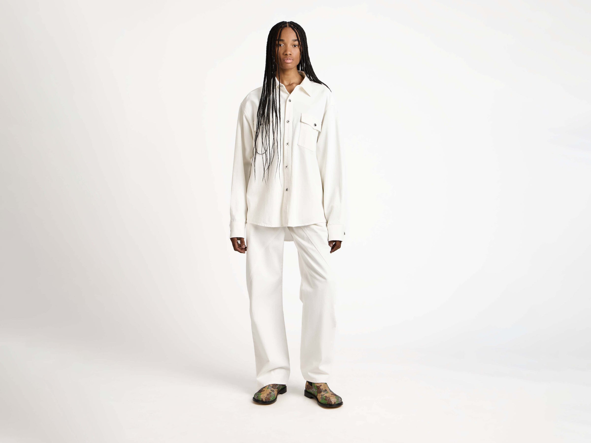 oversized shirt white 1 Model Front 5