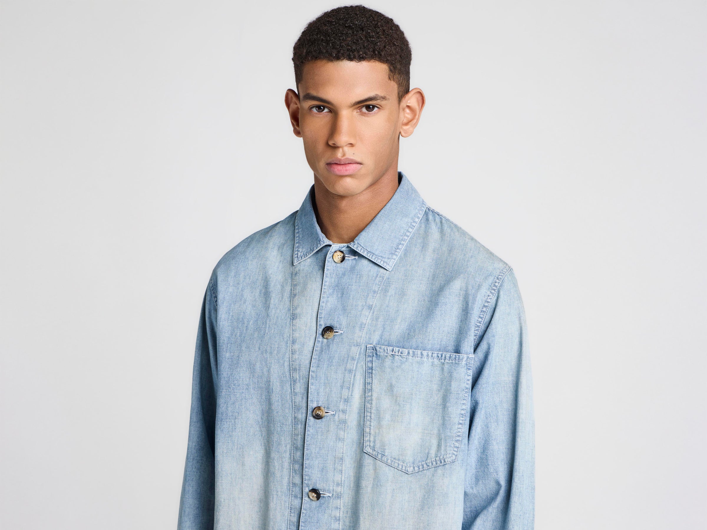 Mens Slant Pocket Shirt In Pale Blue