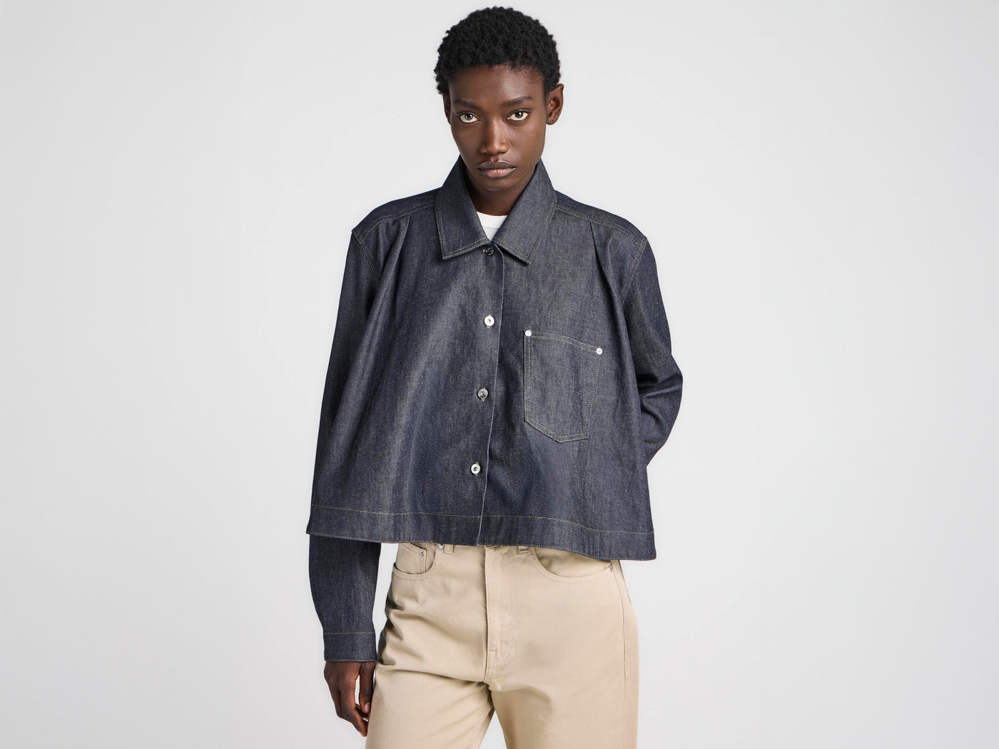 WOMENS FLARE HEM SHIRT IN INDIGO