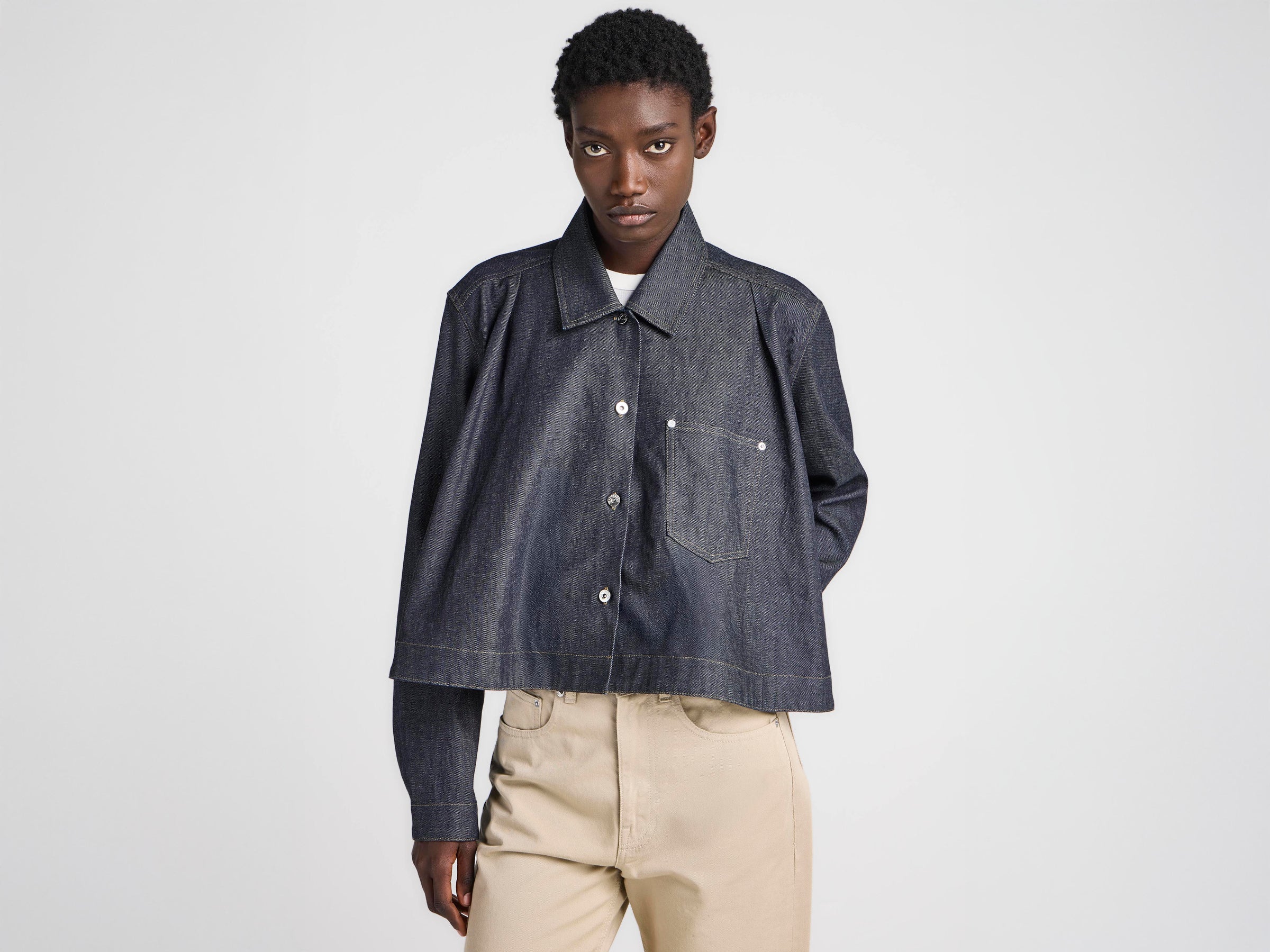 WOMENS FLARE HEM SHIRT IN INDIGO