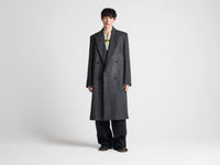 MENS DOUBLE BREASTED CROMBIE COAT IN GREY MELANGE