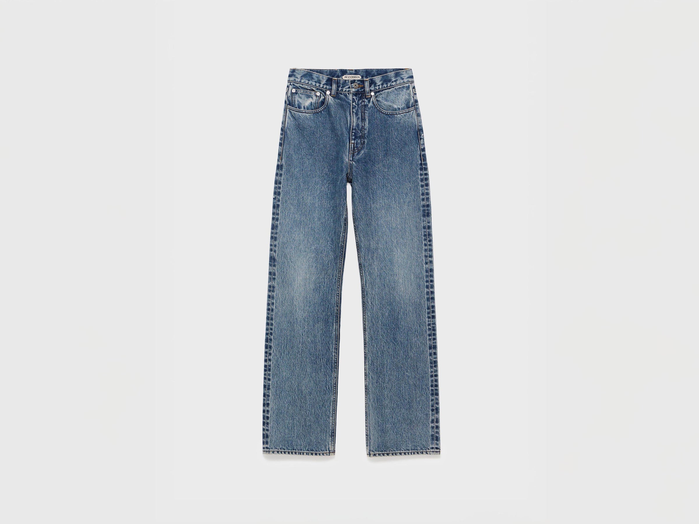 MENS STRAIGHT LEG DENIM JEANS IN MID BLUE
