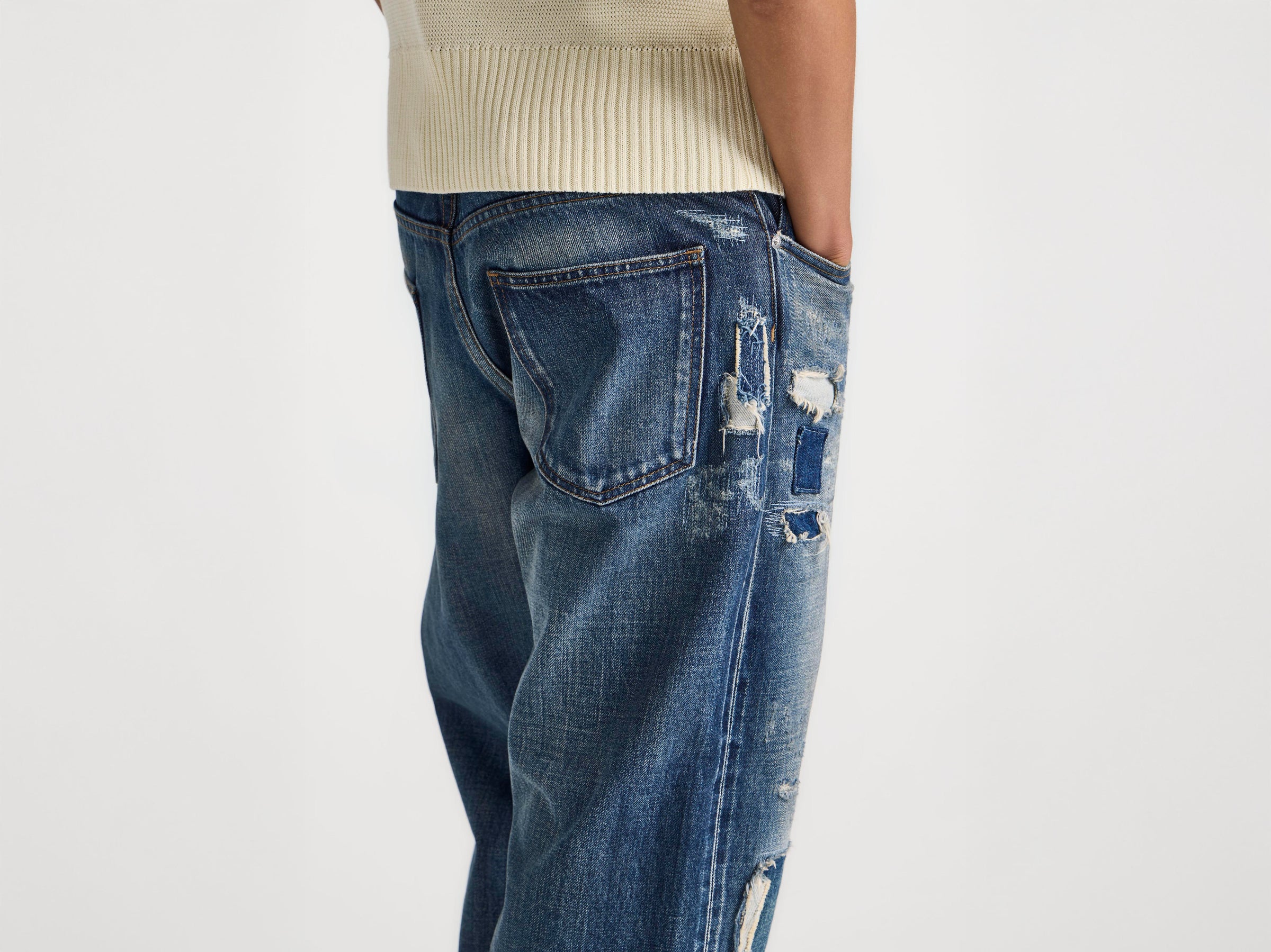 MENS STRAIGHT LEG DENIM JEANS IN DARK-BLUE