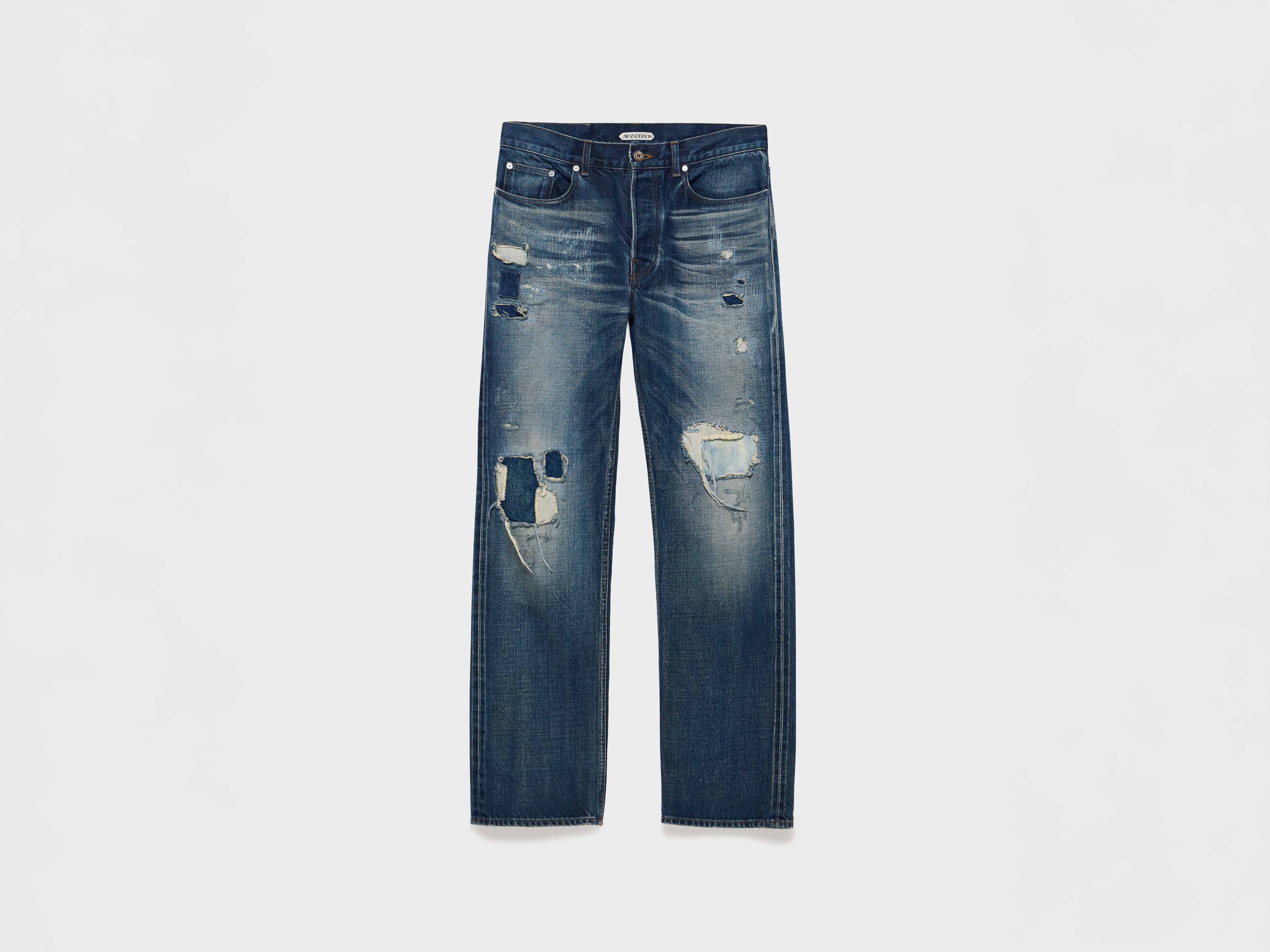 MENS STRAIGHT LEG DENIM JEANS IN DARK-BLUE in DARK BLUE