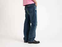 STRAIGHT LEG DENIM JEANS IN DARK-BLUE