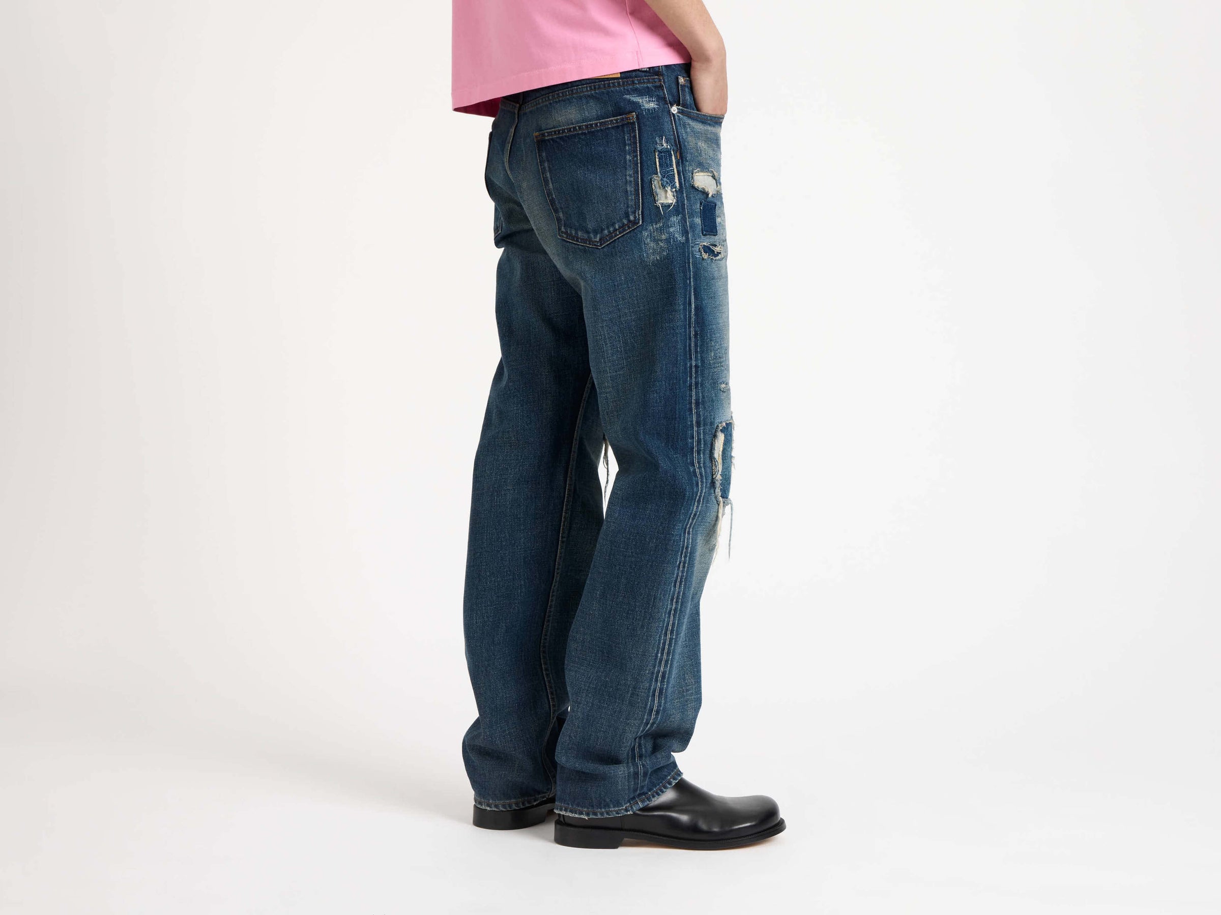 straight leg jeans dark blue Model Back 1