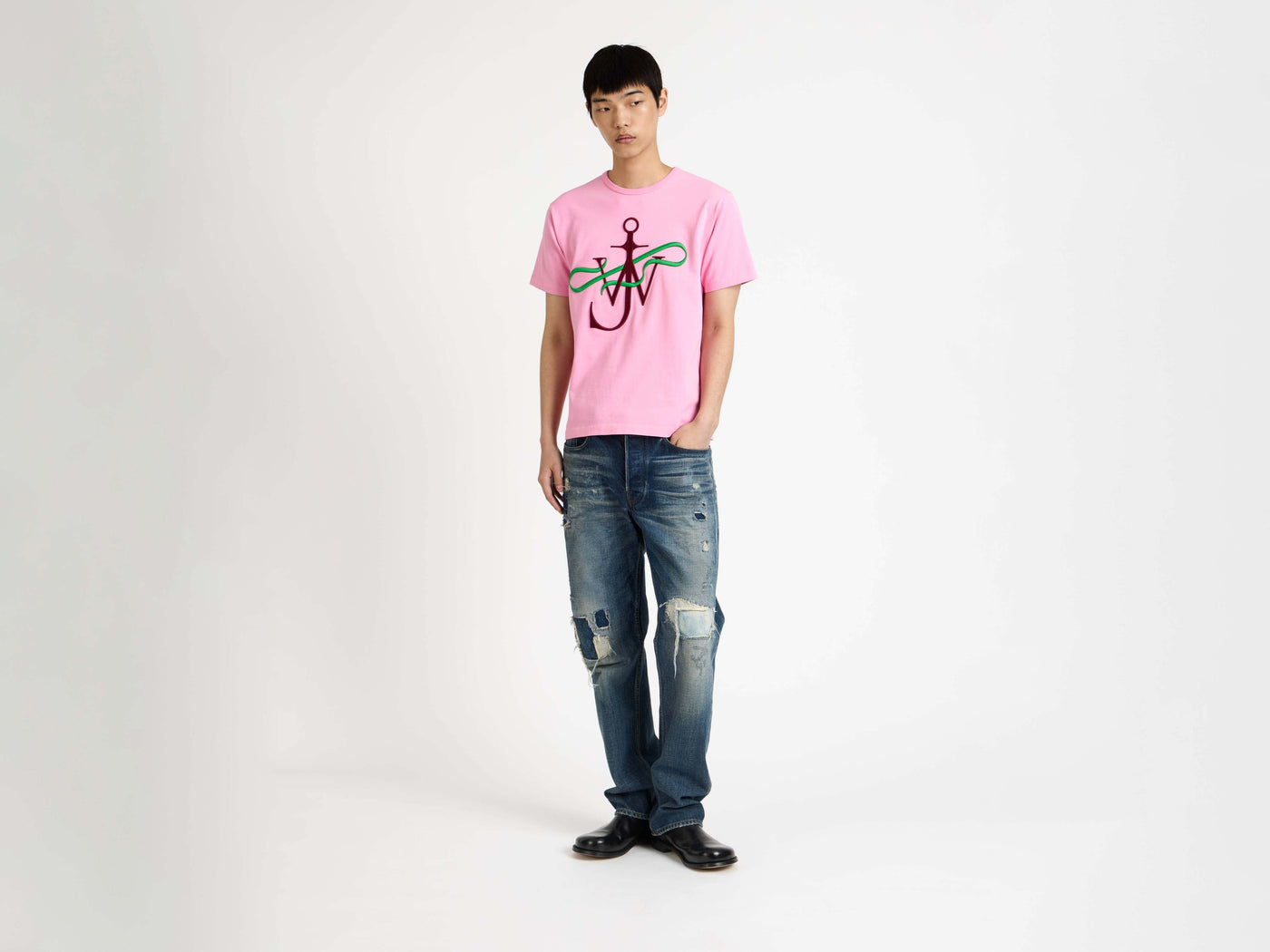 straight leg jeans dark blue Model Front 7