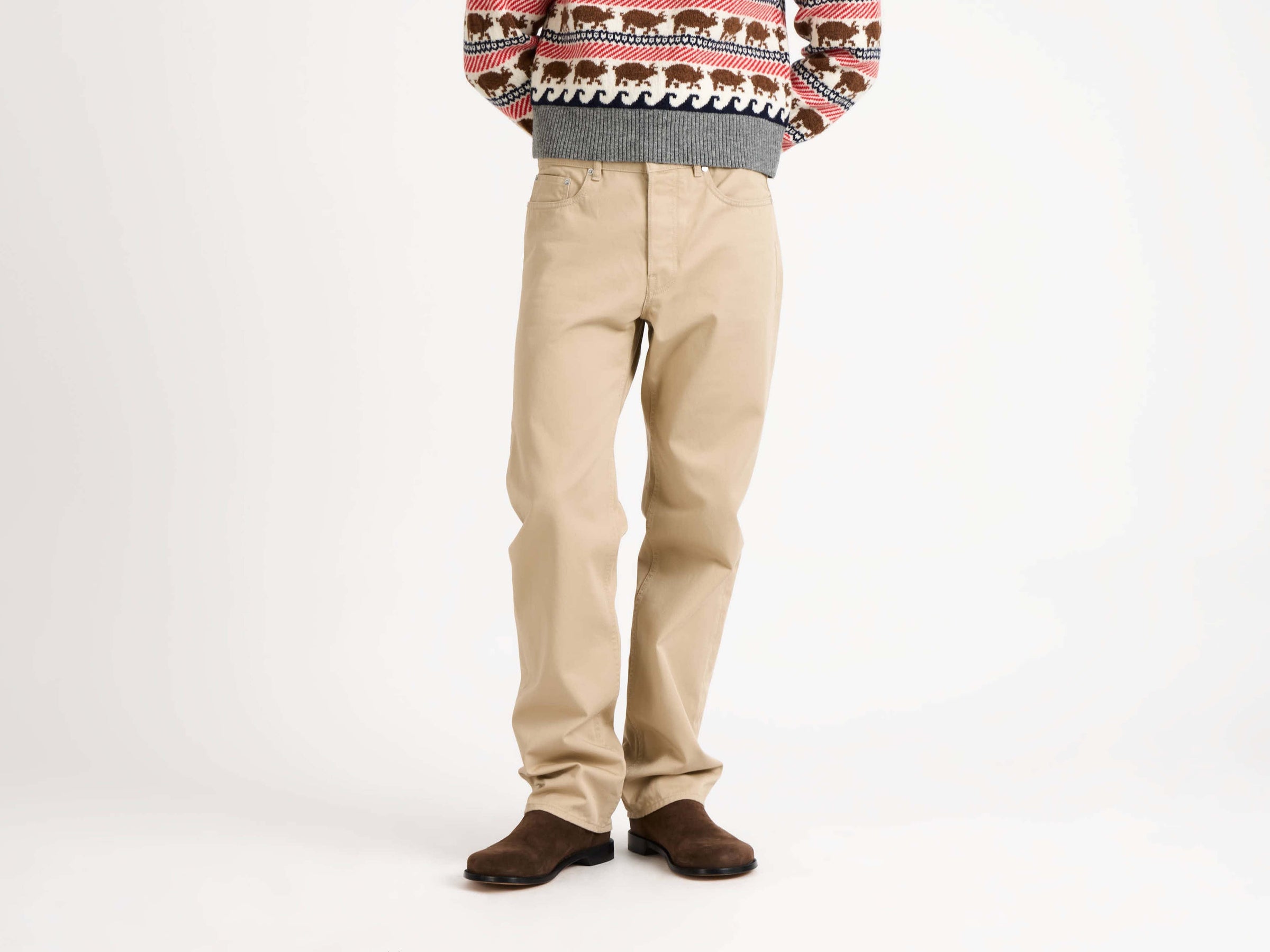 straight leg jeans beige 1 Model Detail 1