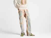 MENS STRAIGHT LEG BLEACHED DENIM JEANS IN PEACH