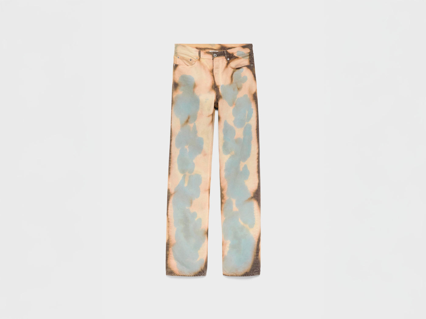 MENS STRAIGHT LEG BLEACHED DENIM JEANS IN PEACH