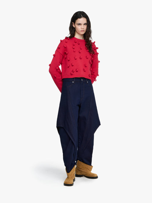 CROPPED SCULPTURAL DENIM JEANS