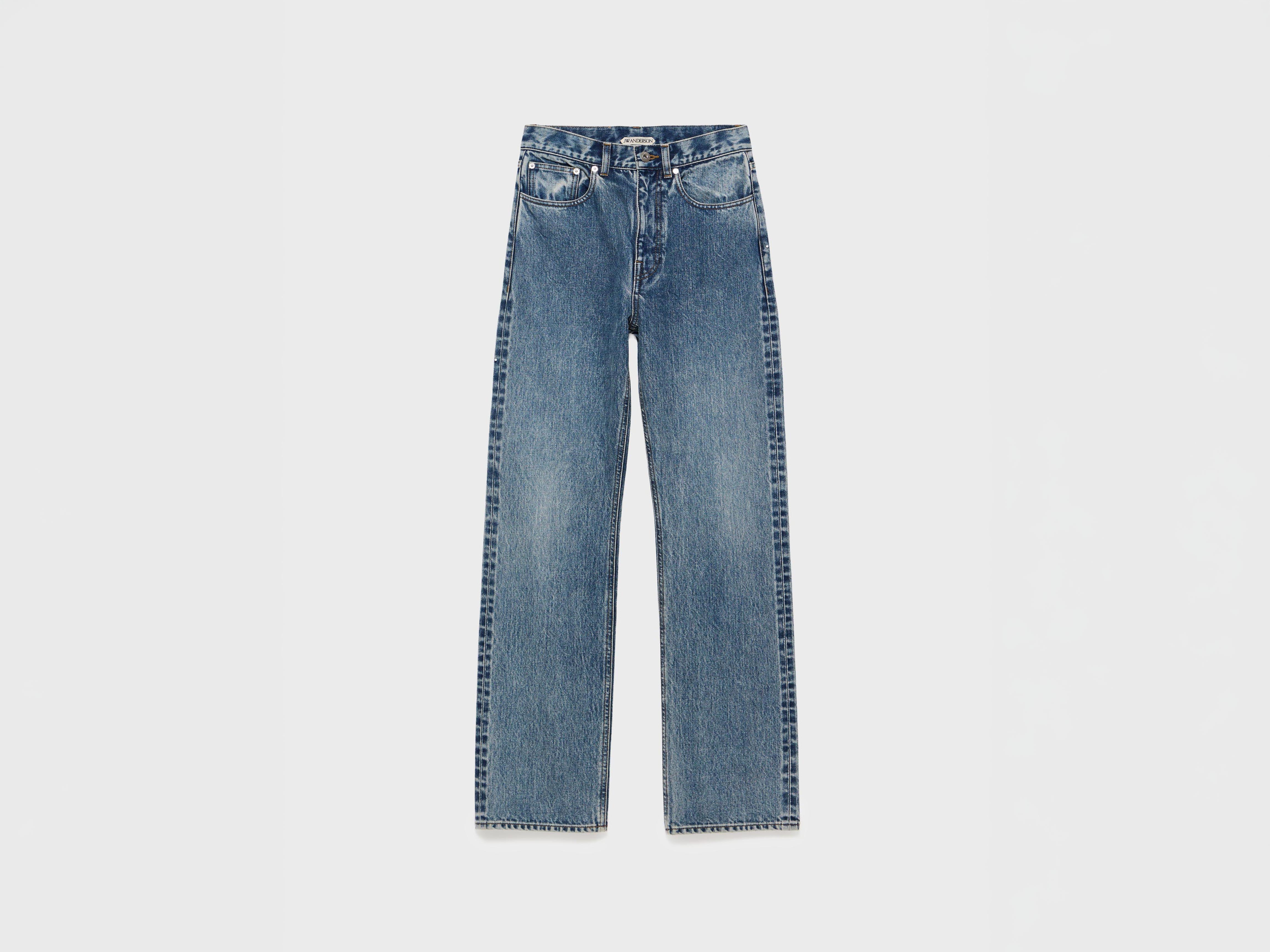 WOMENS STRAIGHT LEG DENIM JEANS IN MID BLUE in MID BLUE