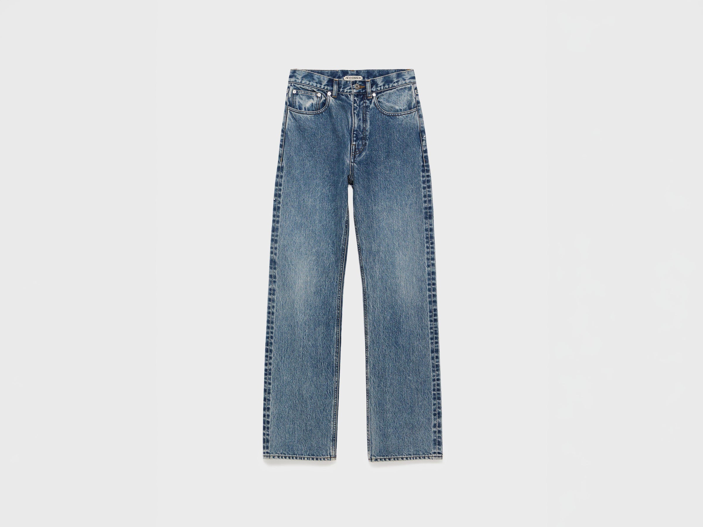 WOMENS STRAIGHT LEG DENIM JEANS IN MID BLUE